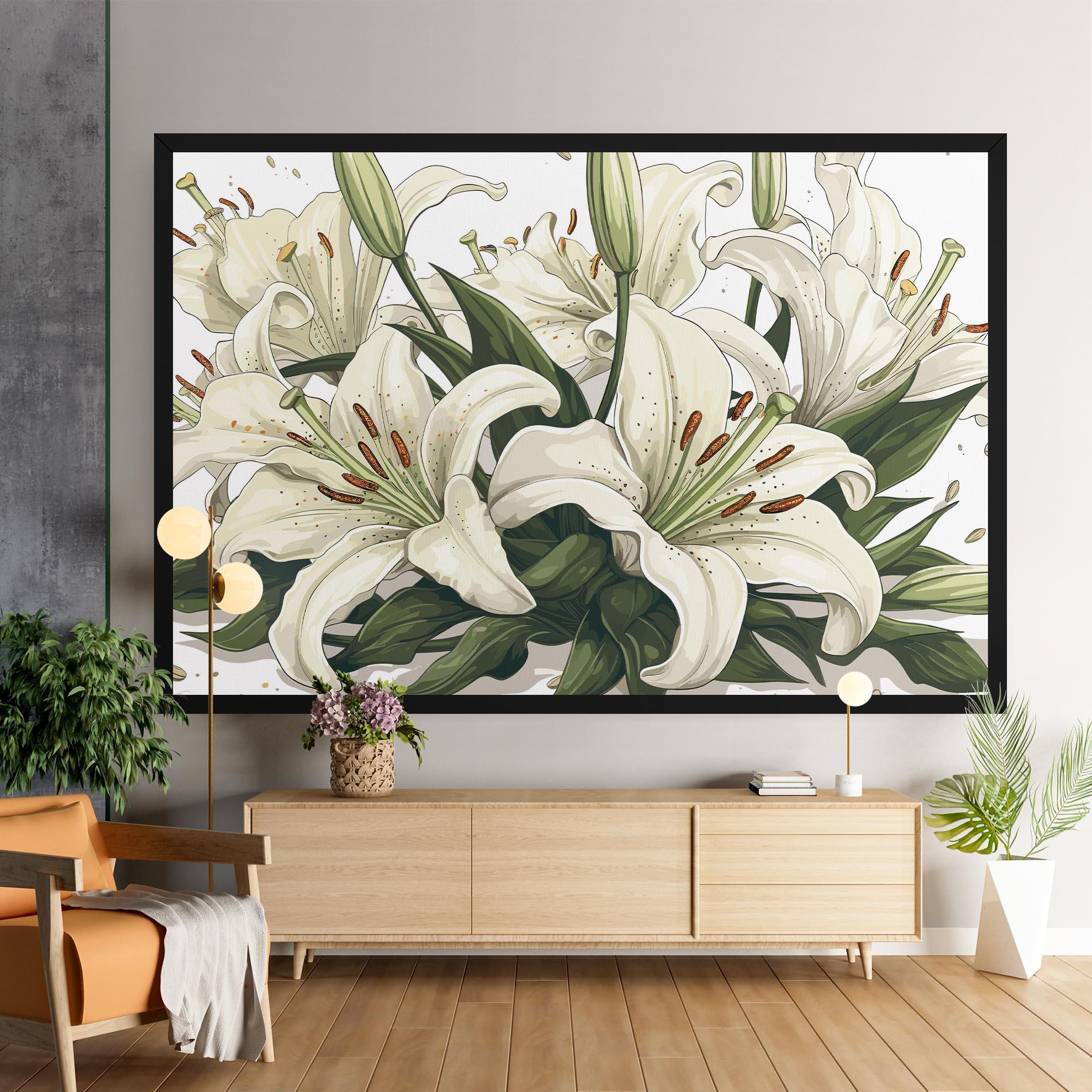 Leinwandbild Grey White Lily mockup 9