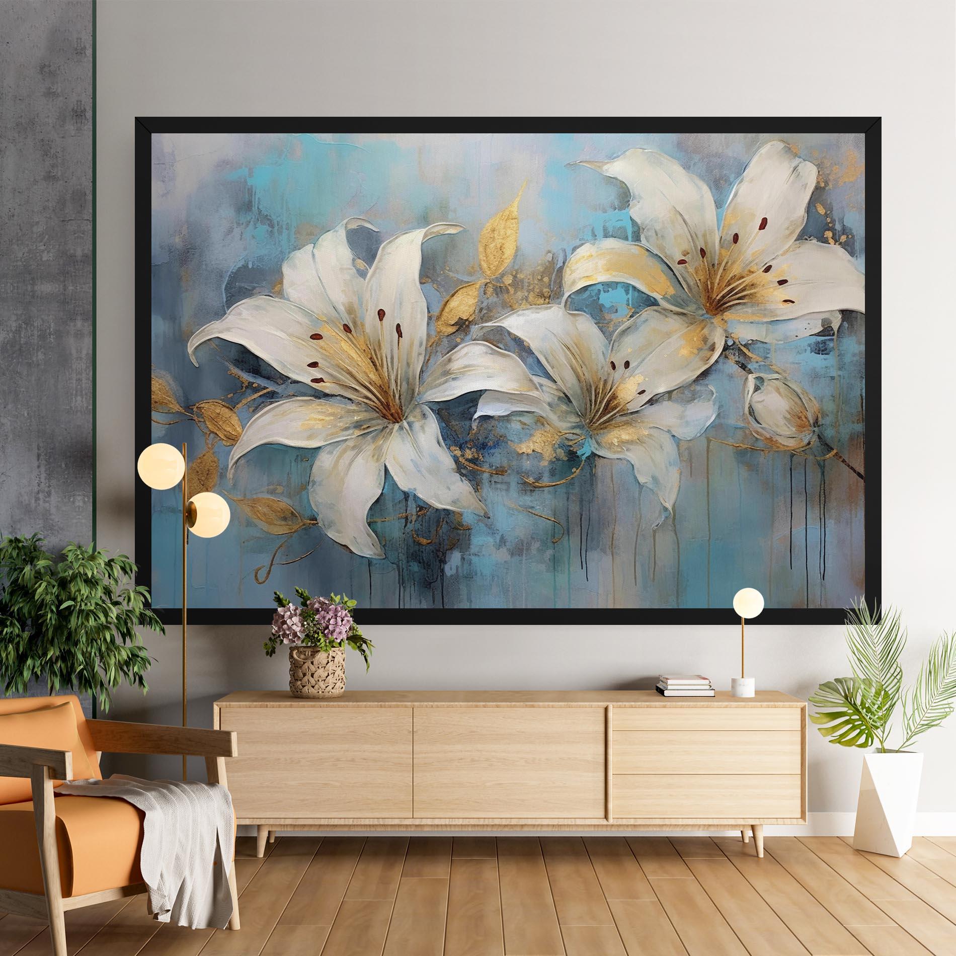 Leinwandbild Lily With Gold Painting mockup 9
