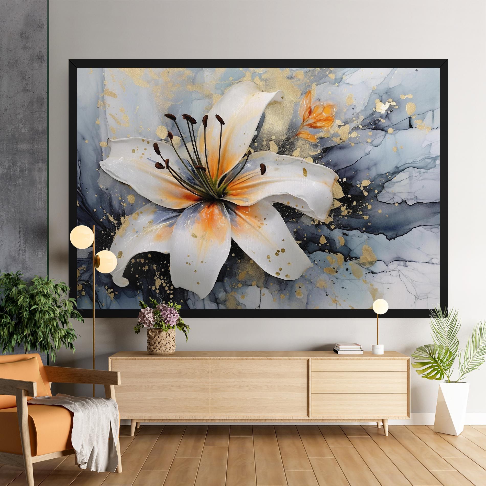 Lily With Orange Painting mockup 9