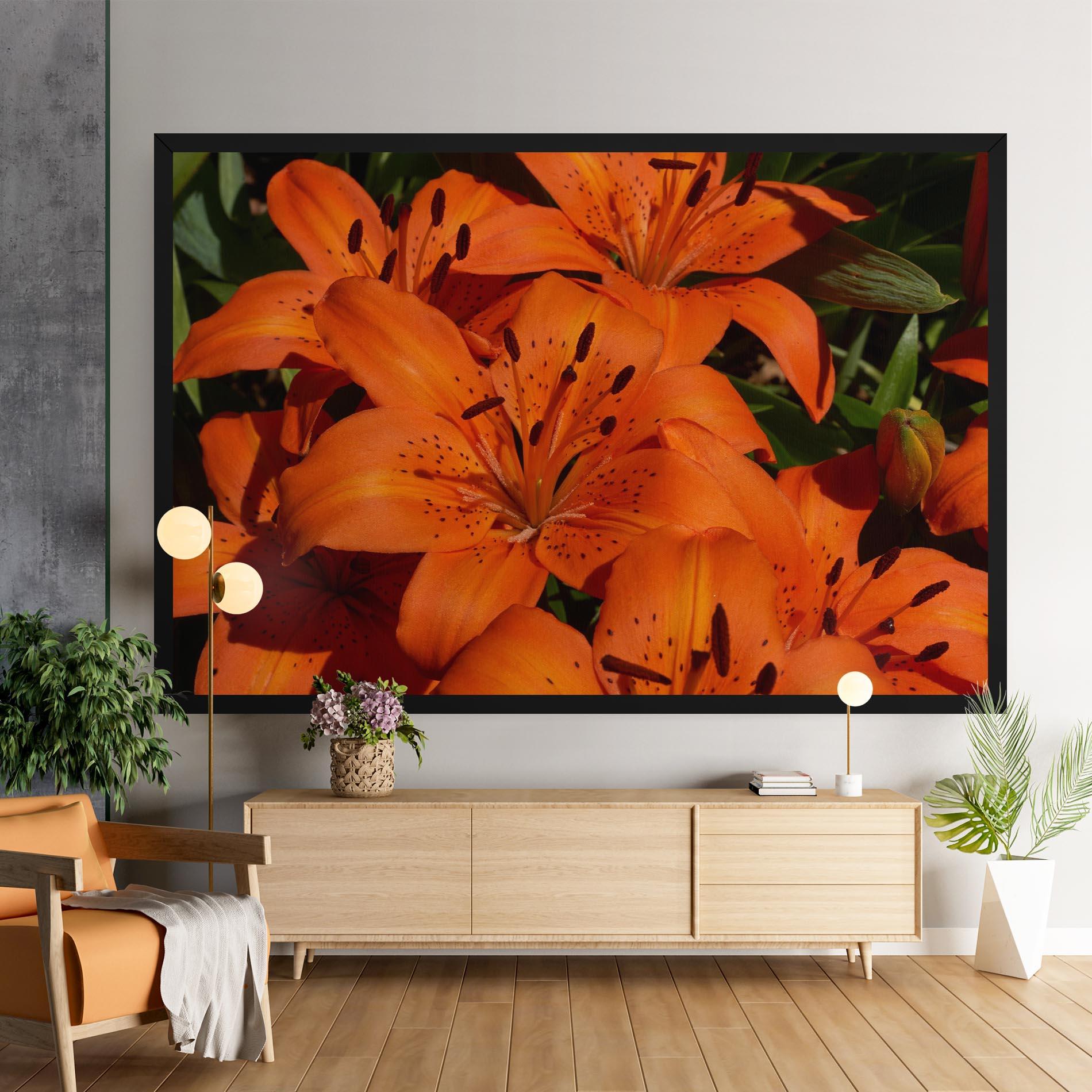 Leinwandbild Orange Lily In The Sun mockup 9