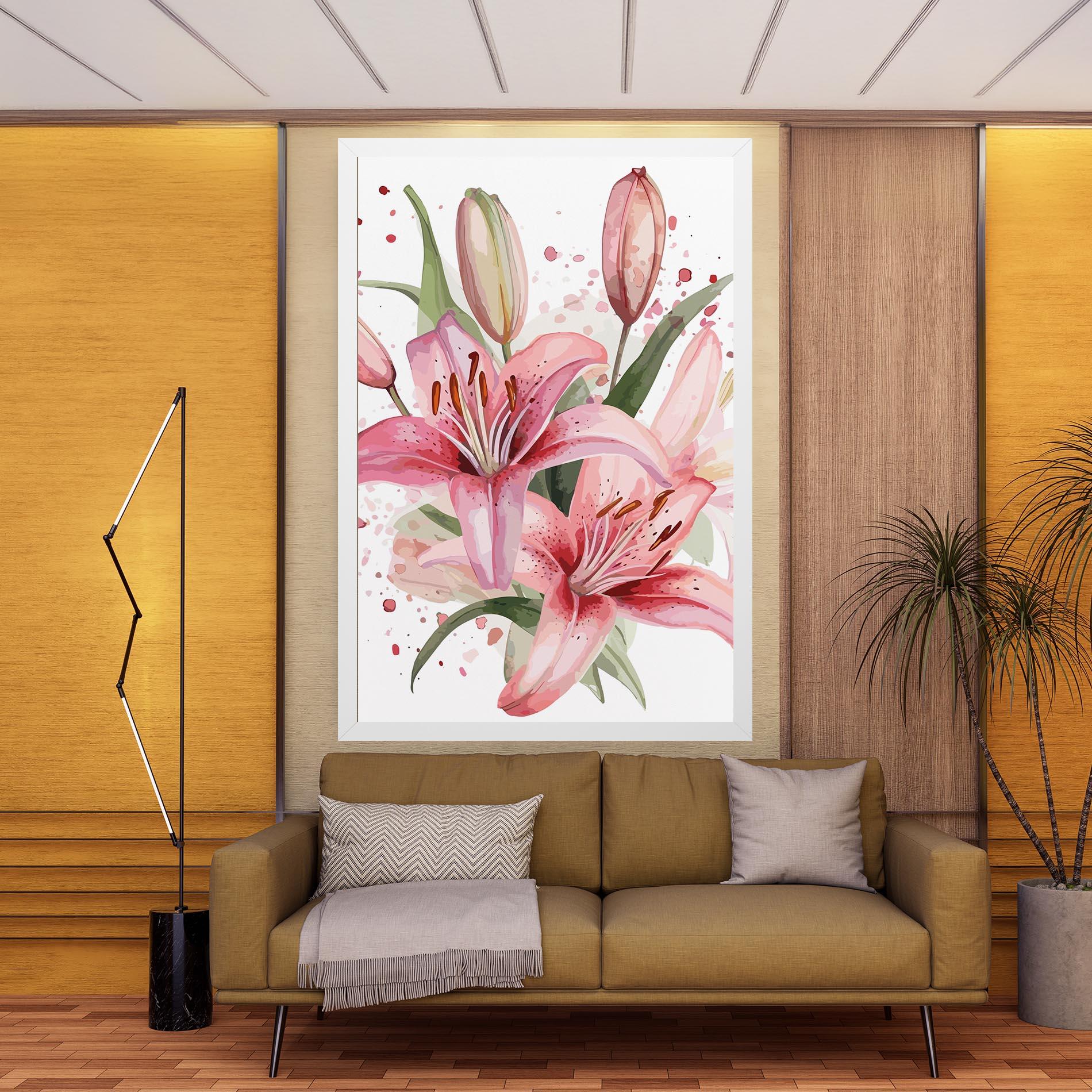 Leinwandbild Beautiful Pink Lily mockup 9
