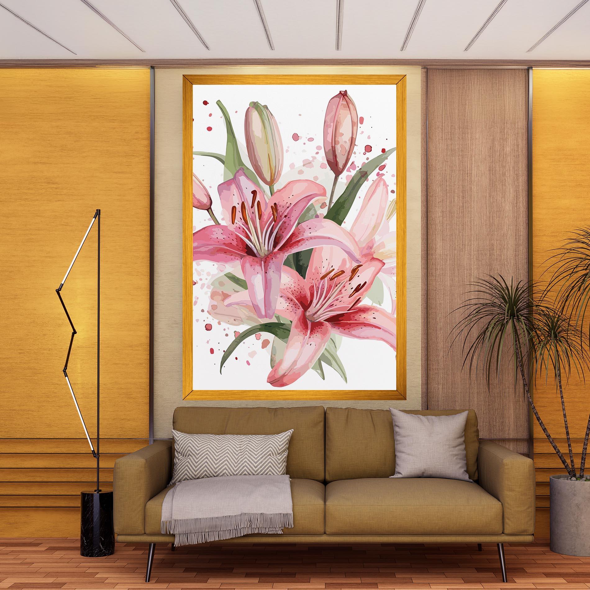 Leinwandbild Beautiful Pink Lily mockup 9