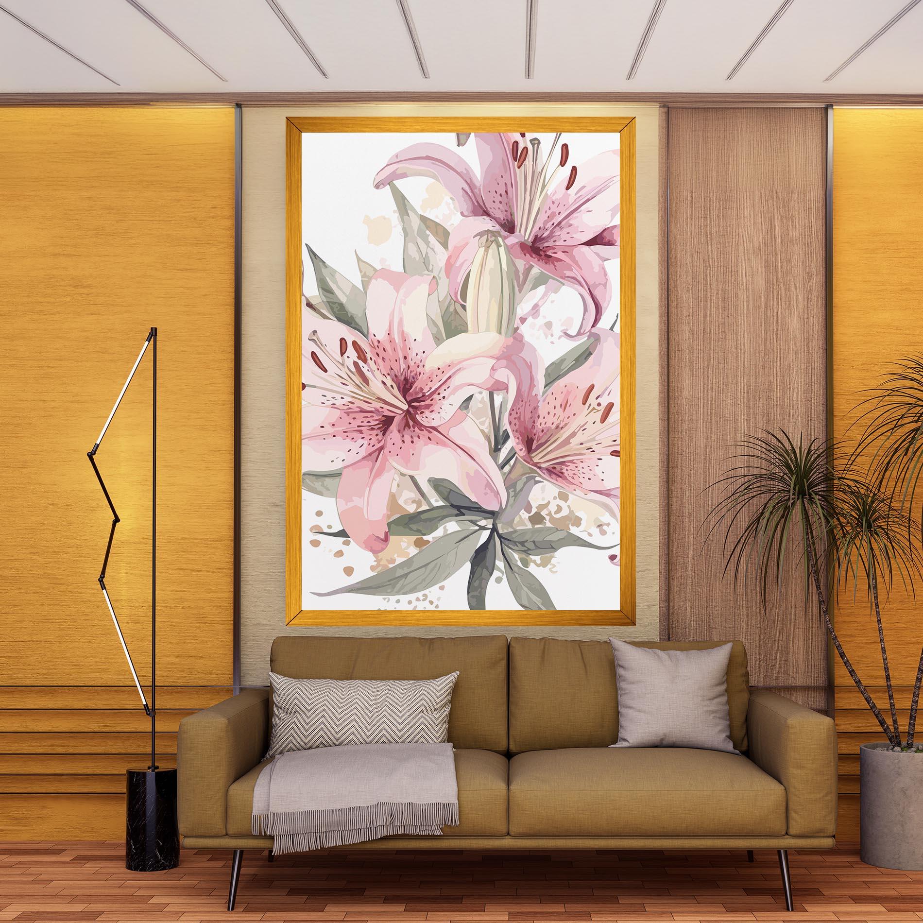 Leinwandbild Light Pink Lily Art mockup 9