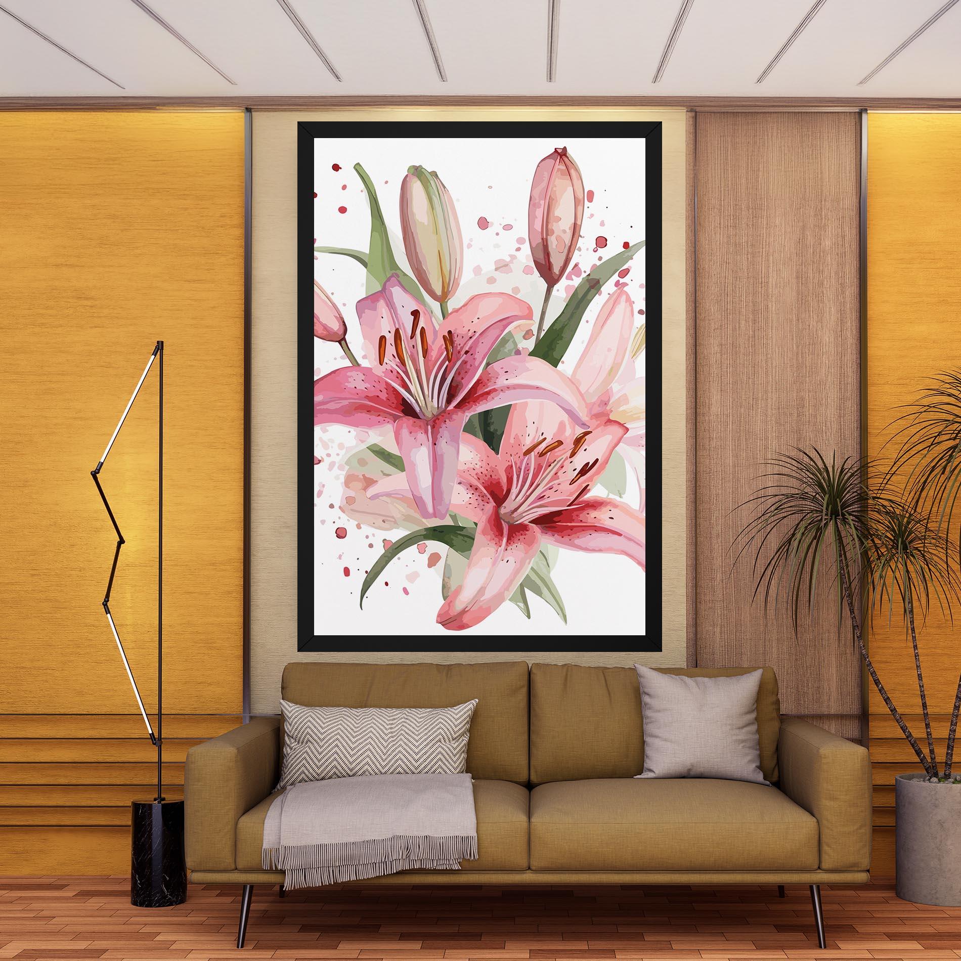 Leinwandbild Beautiful Pink Lily mockup 9