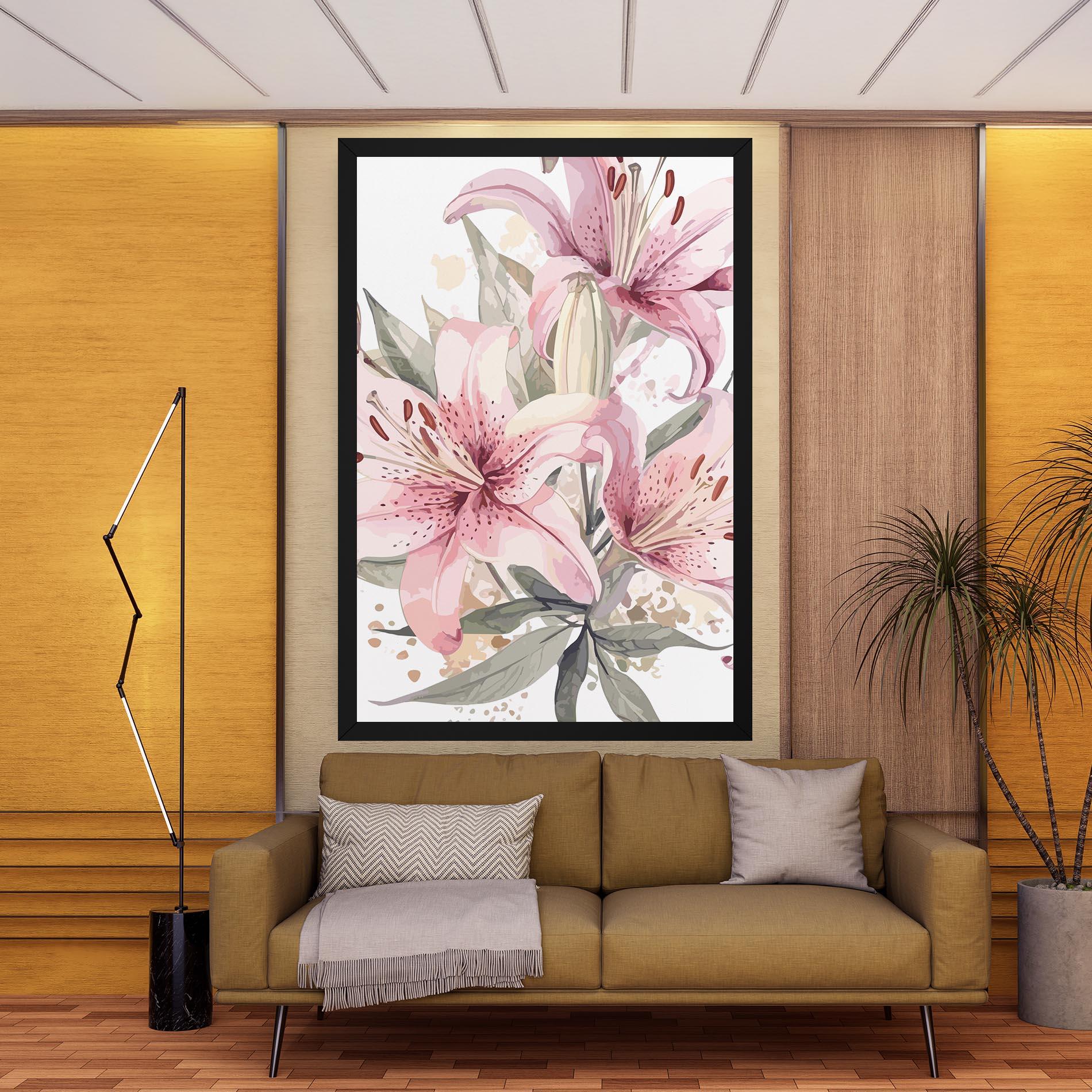 Leinwandbild Light Pink Lily Art mockup 9