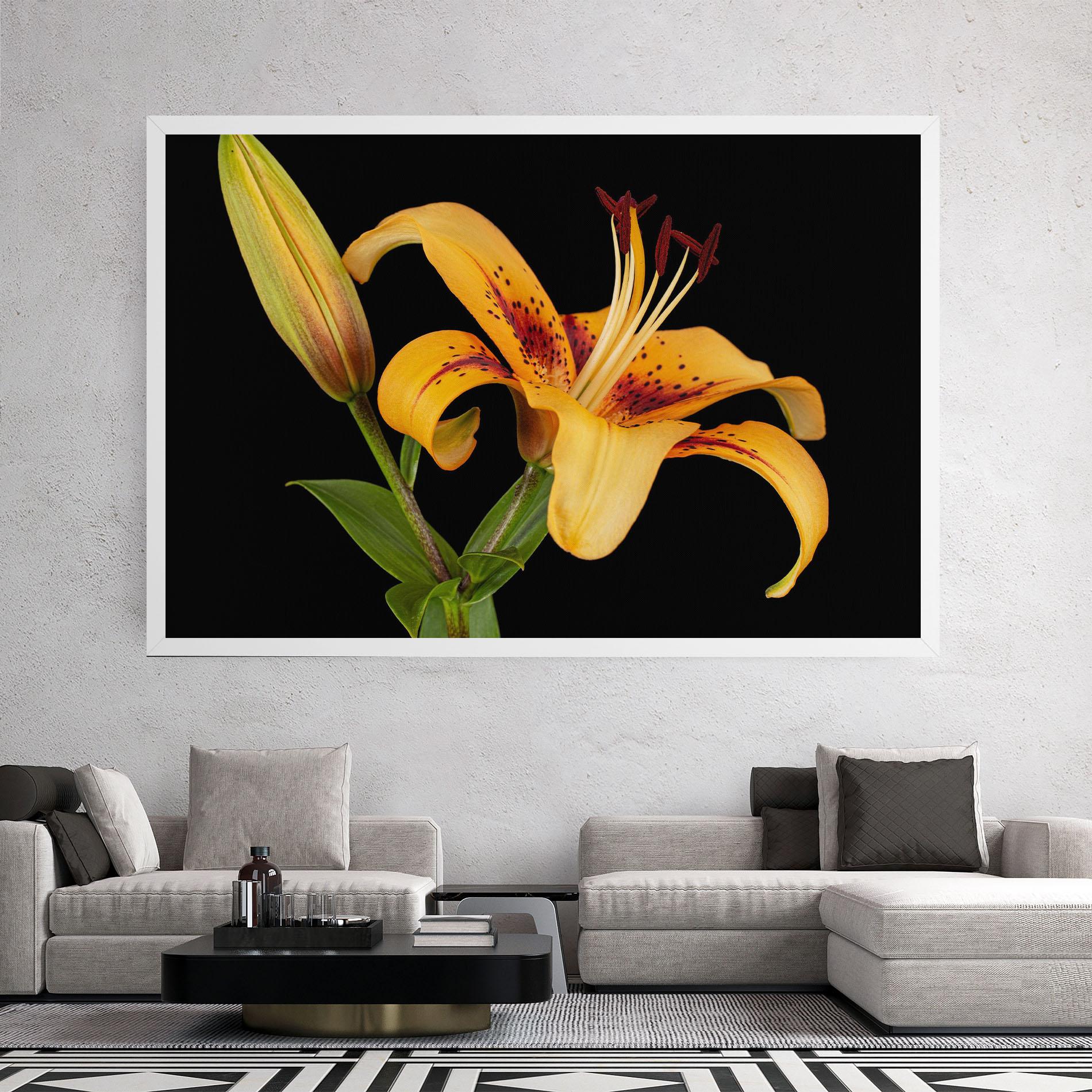 Leinwandbild Beautiful Yellow Lily mockup 2
