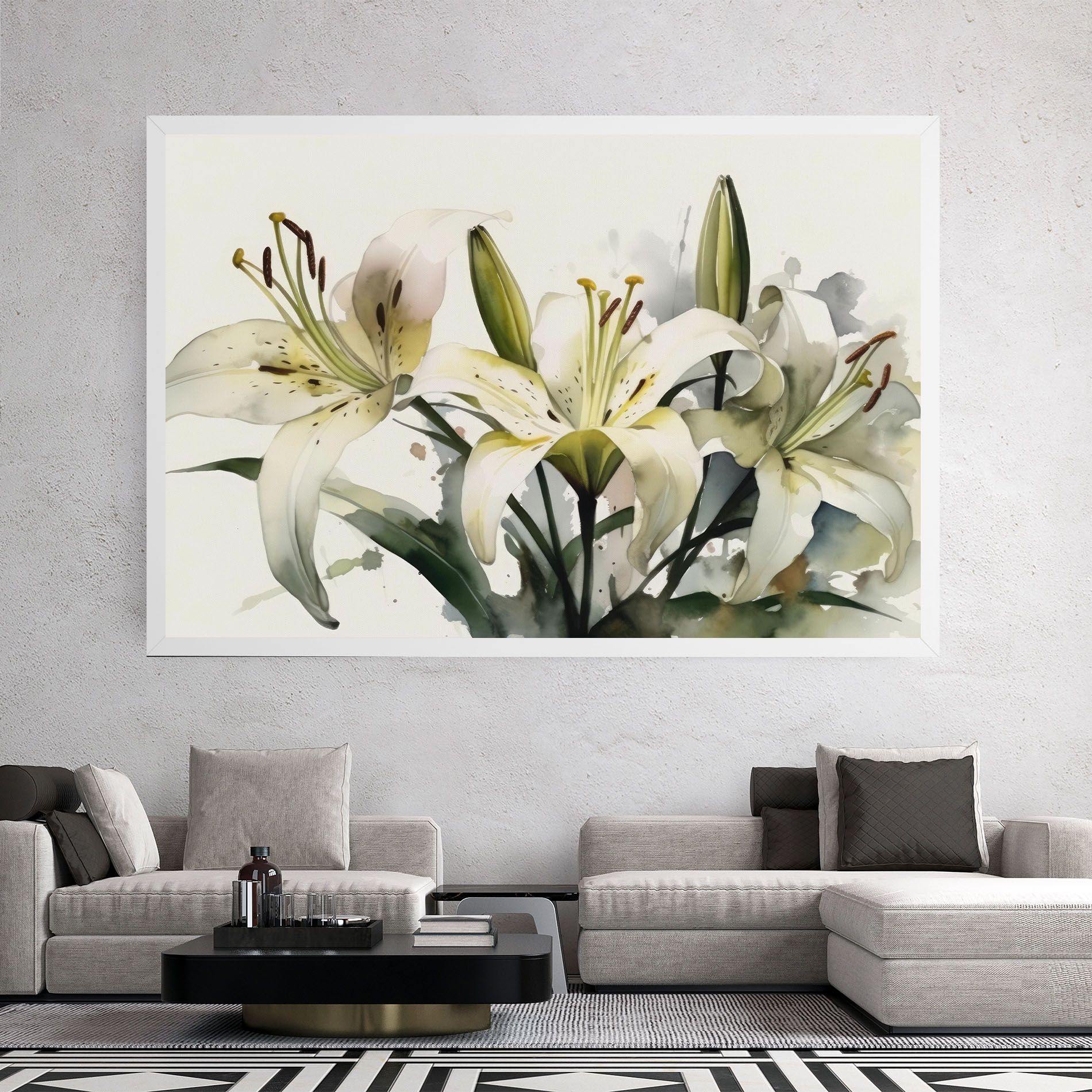 Cute White Lily Painting mockup 2