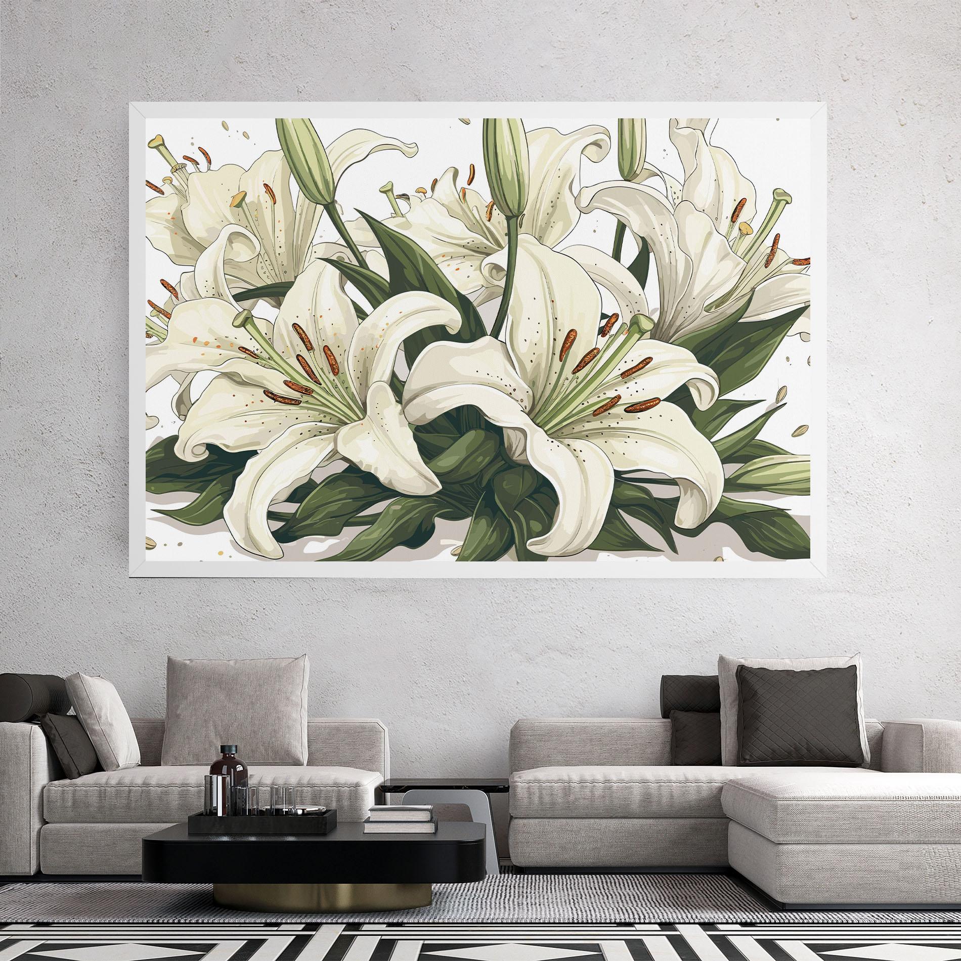 Leinwandbild Grey White Lily mockup 2