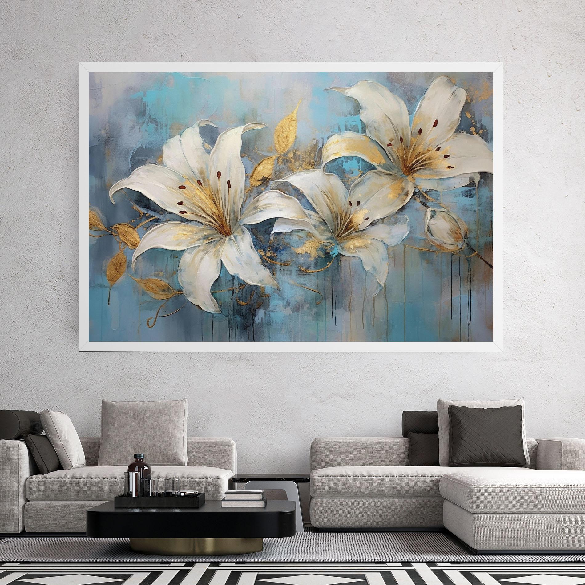 Leinwandbild Lily With Gold Painting mockup 2