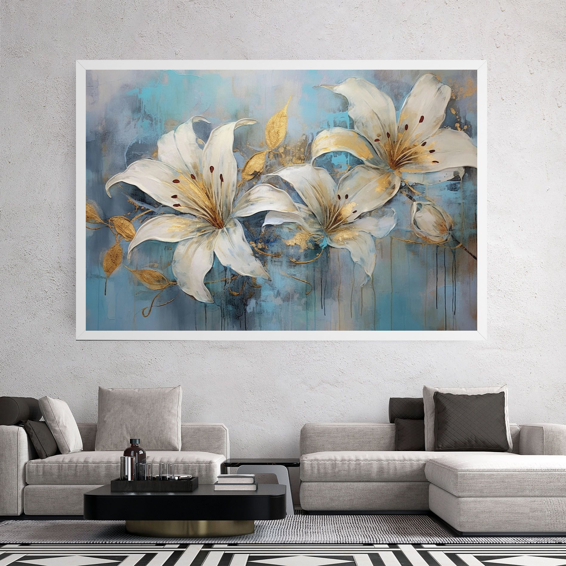 Lily With Gold Painting mockup 2