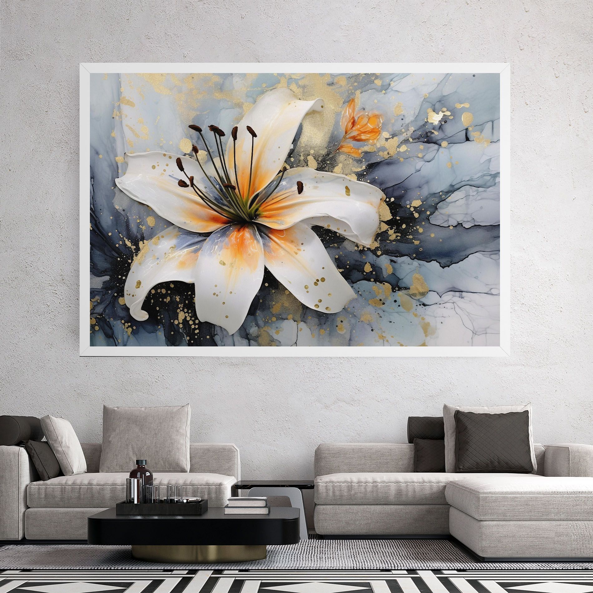 Lily With Orange Painting mockup 2