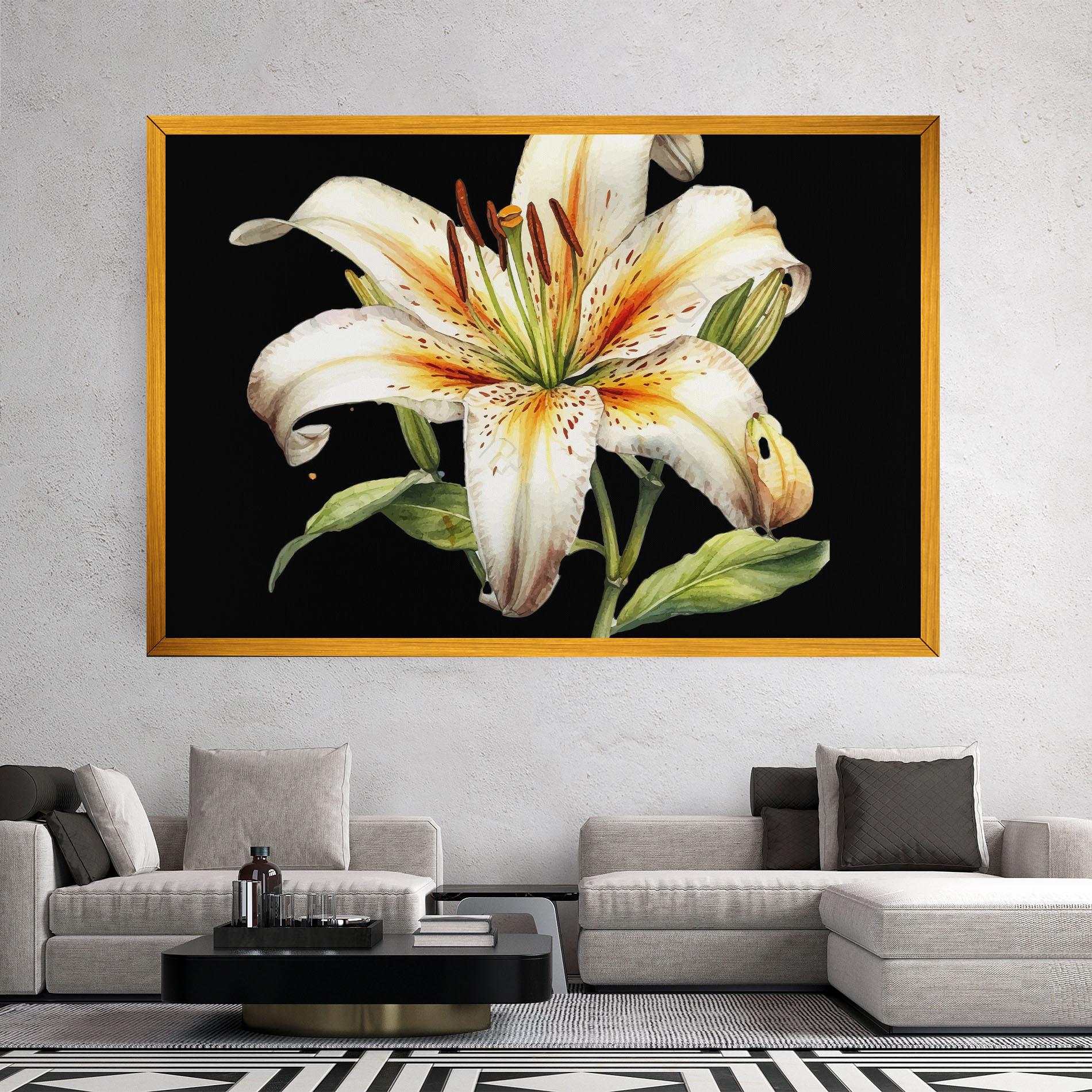 Leinwandbild Beautiful White Lily mockup 2
