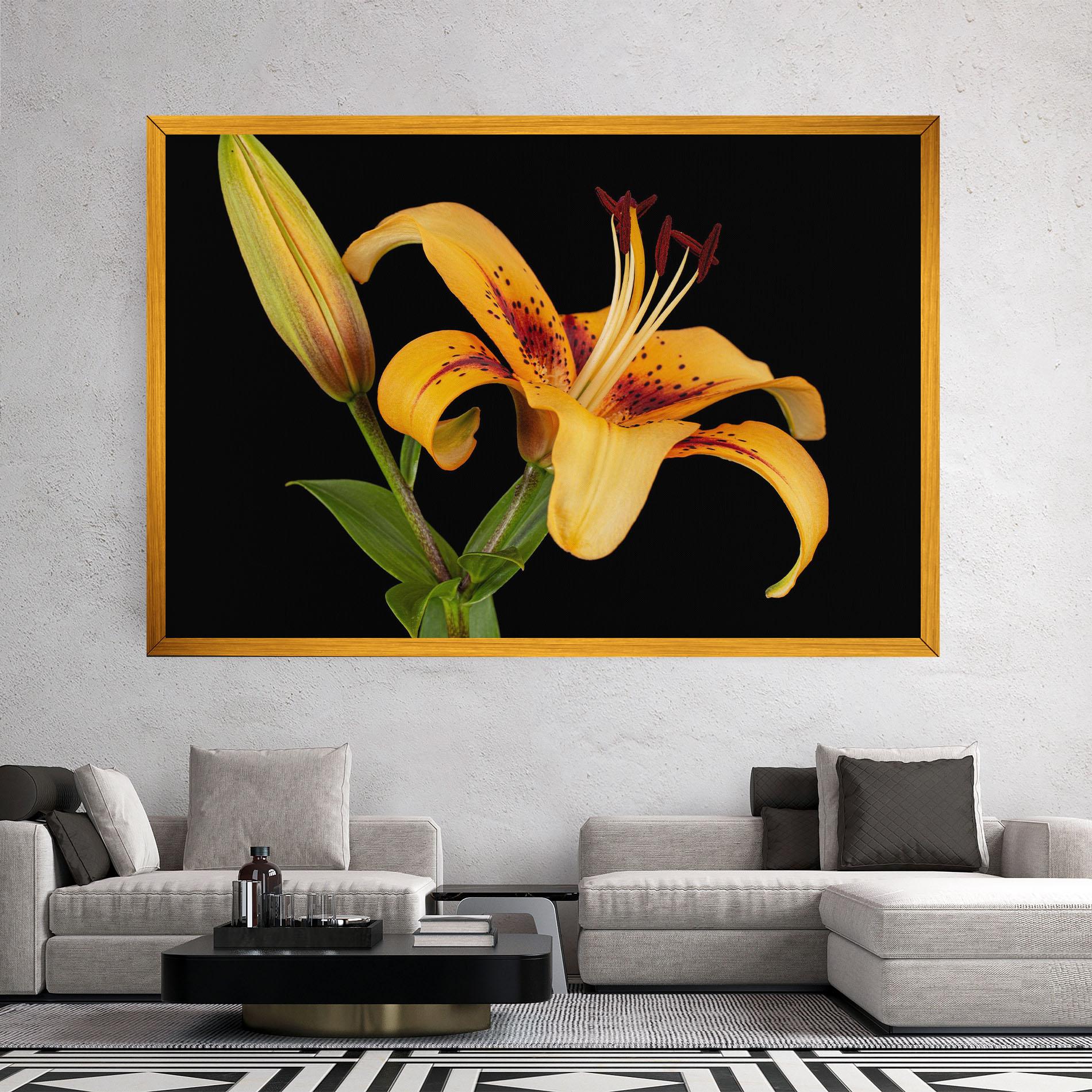 Leinwandbild Beautiful Yellow Lily mockup 2