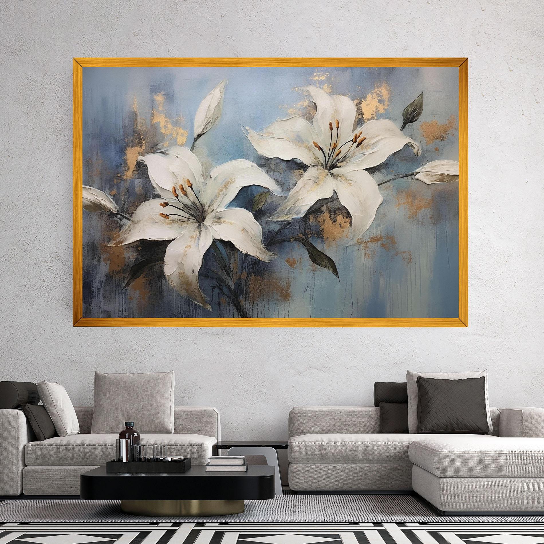 Leinwandbild Gold Lily Painting mockup 2