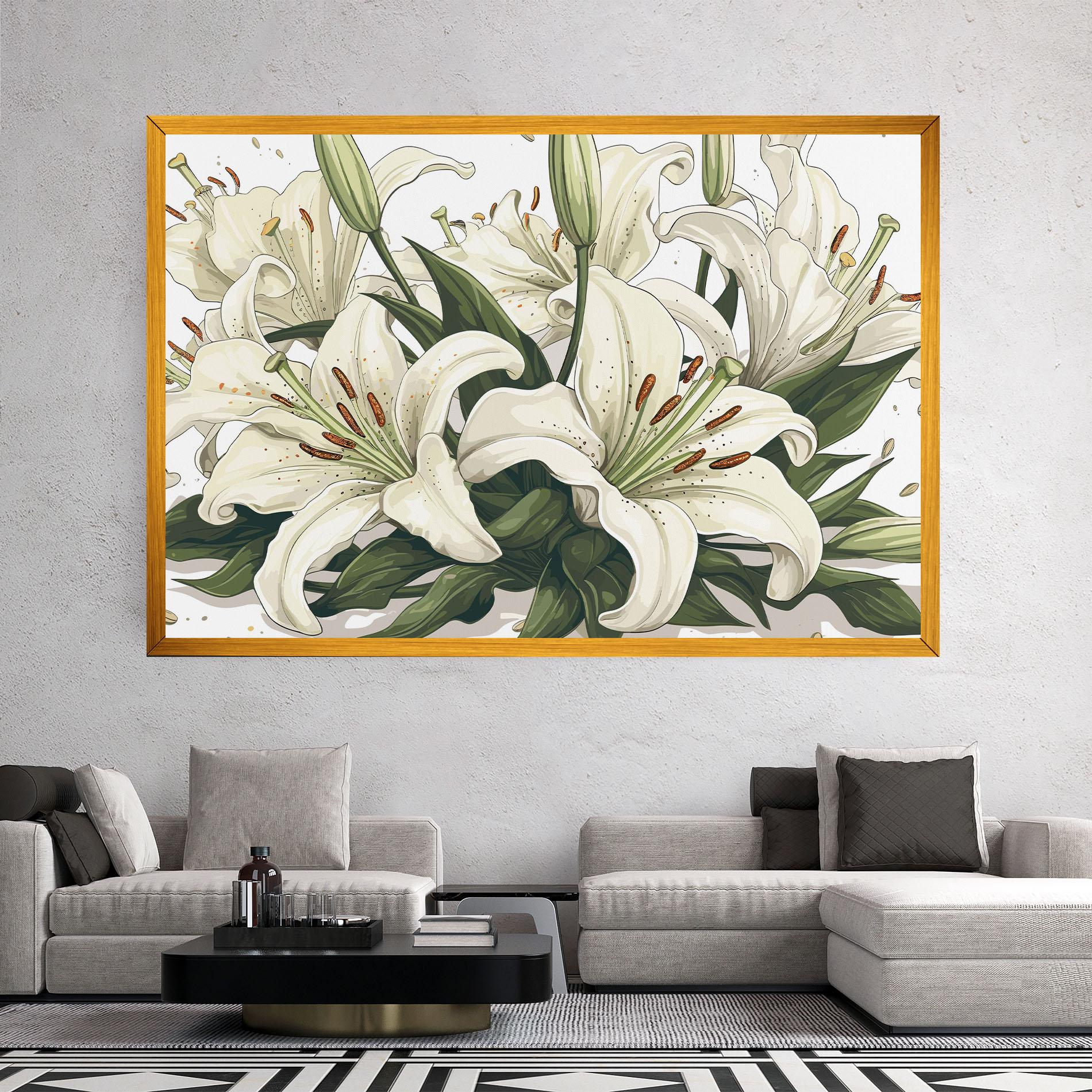 Leinwandbild Grey White Lily mockup 2