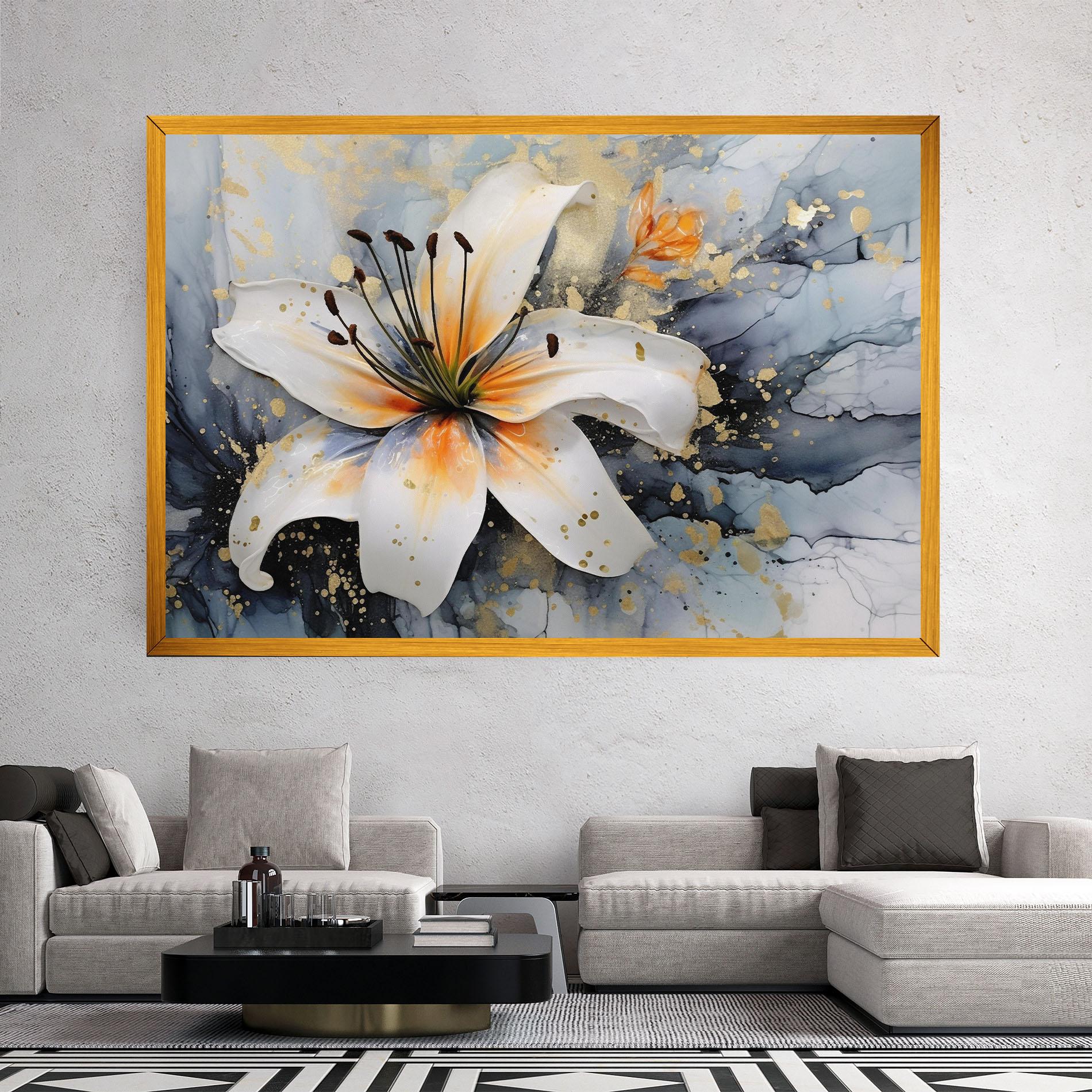 Leinwandbild Lily With Orange Painting mockup 2