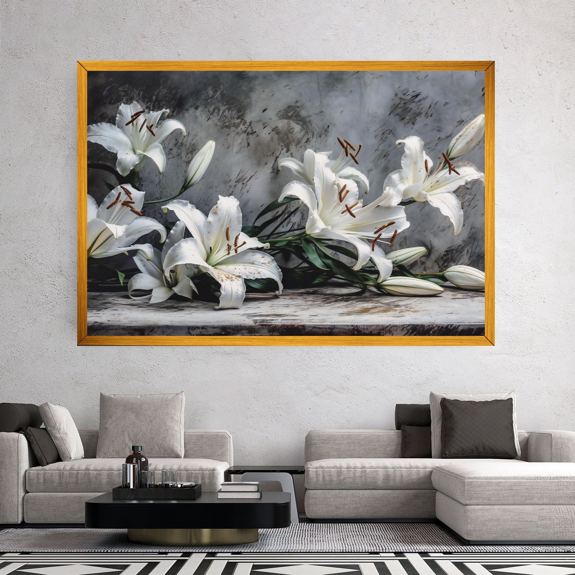White Pretty Lily On Grey mockup 2