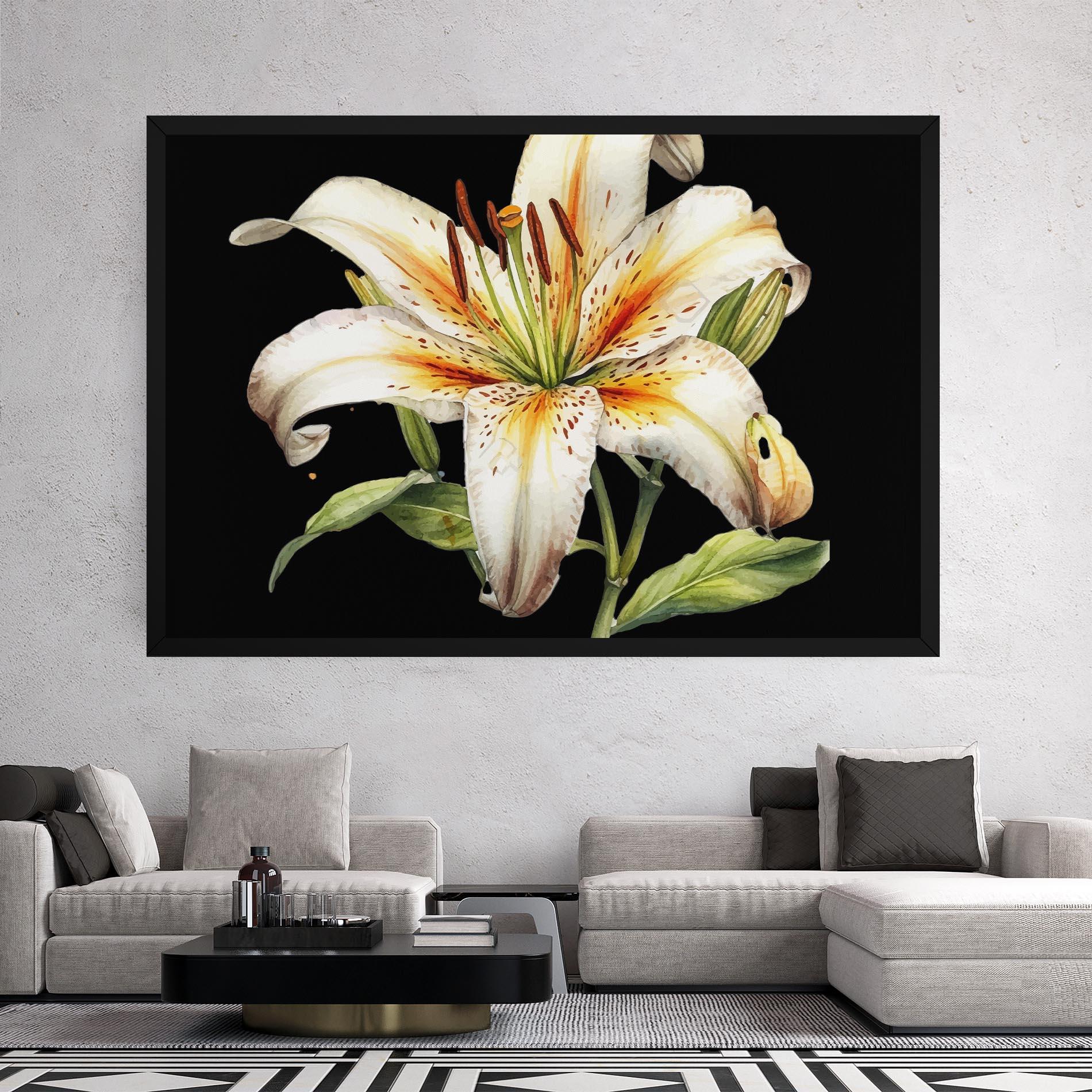 Leinwandbild Beautiful White Lily mockup 2