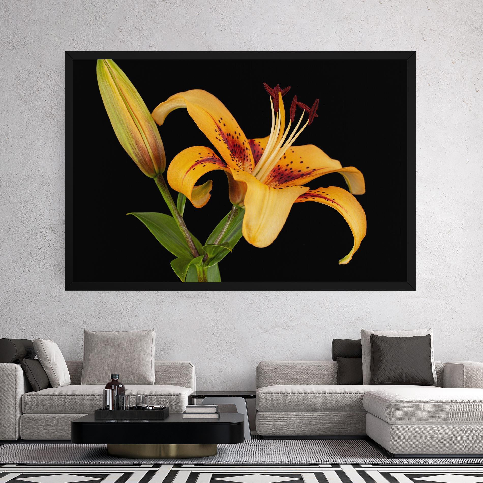 Leinwandbild Beautiful Yellow Lily mockup 2