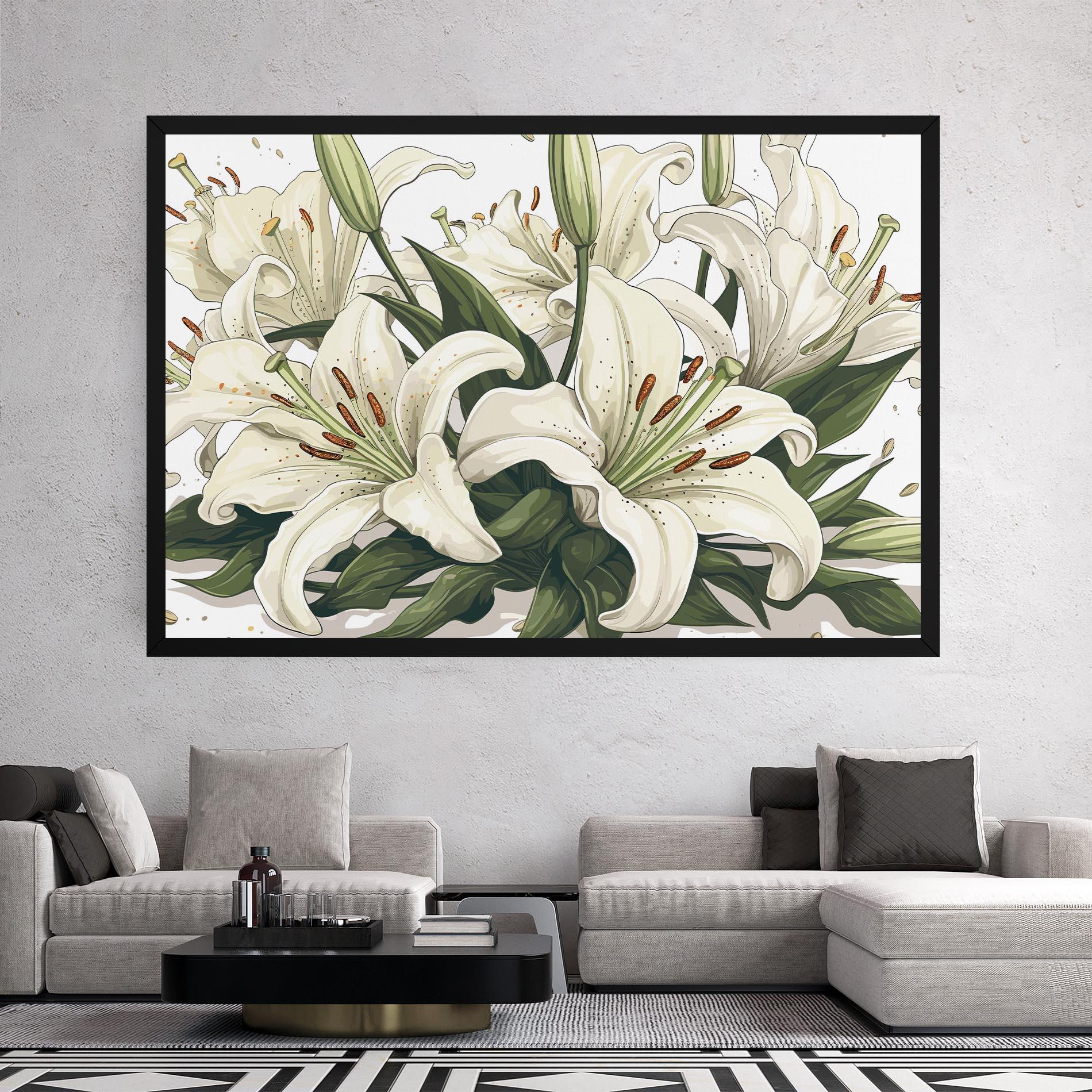 Leinwandbild Grey White Lily mockup 2