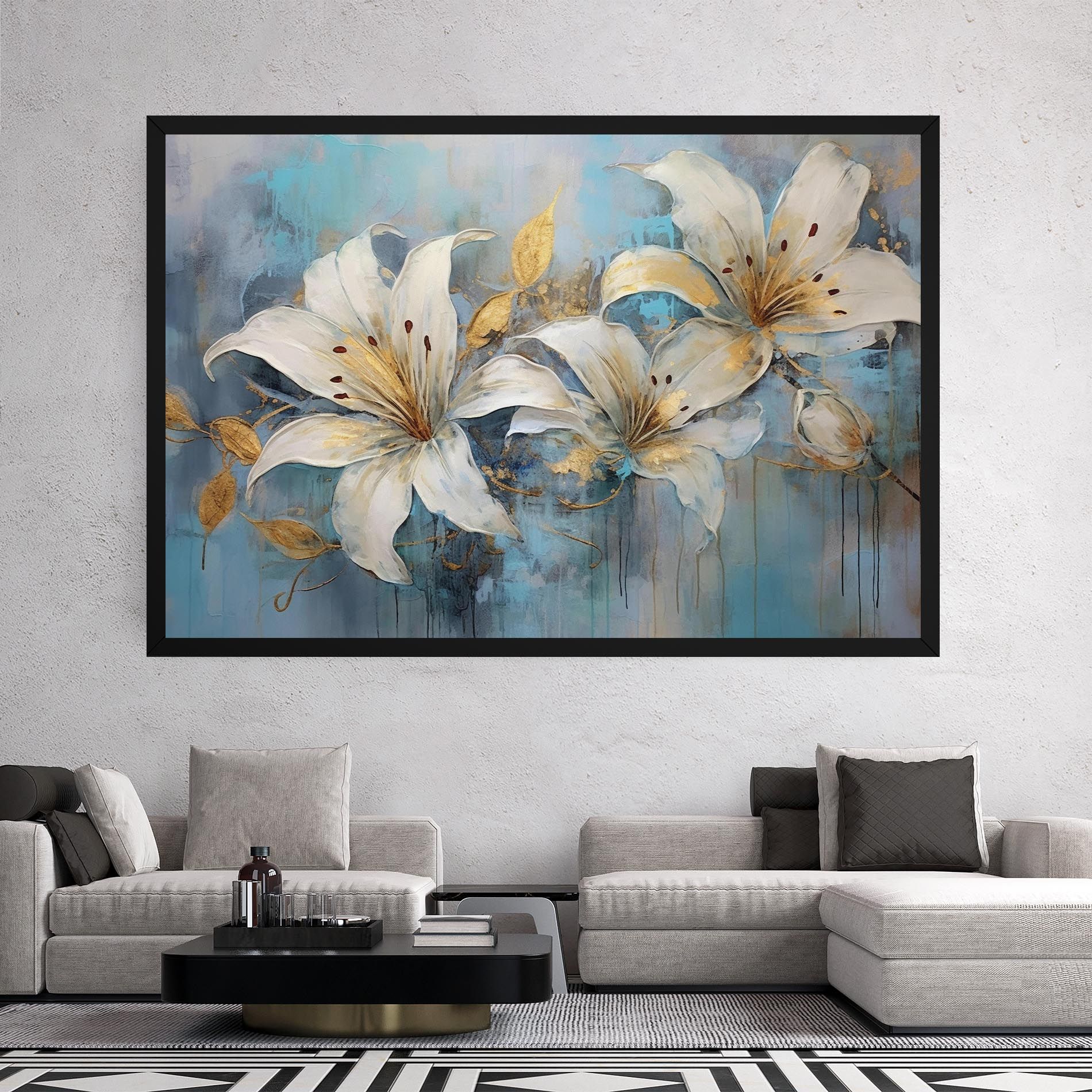 Lily With Gold Painting mockup 2