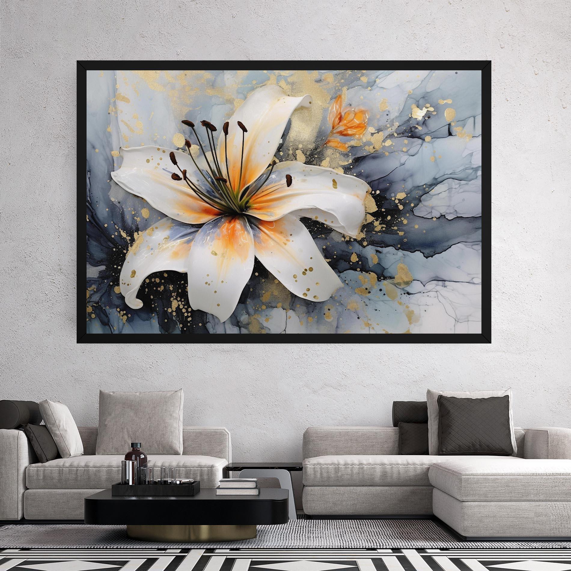 Leinwandbild Lily With Orange Painting mockup 2