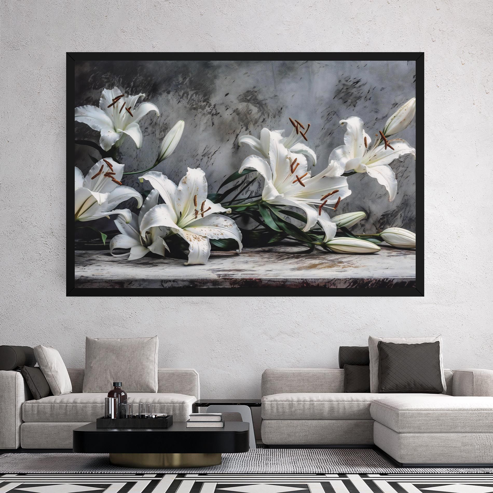 White Pretty Lily On Grey mockup 2