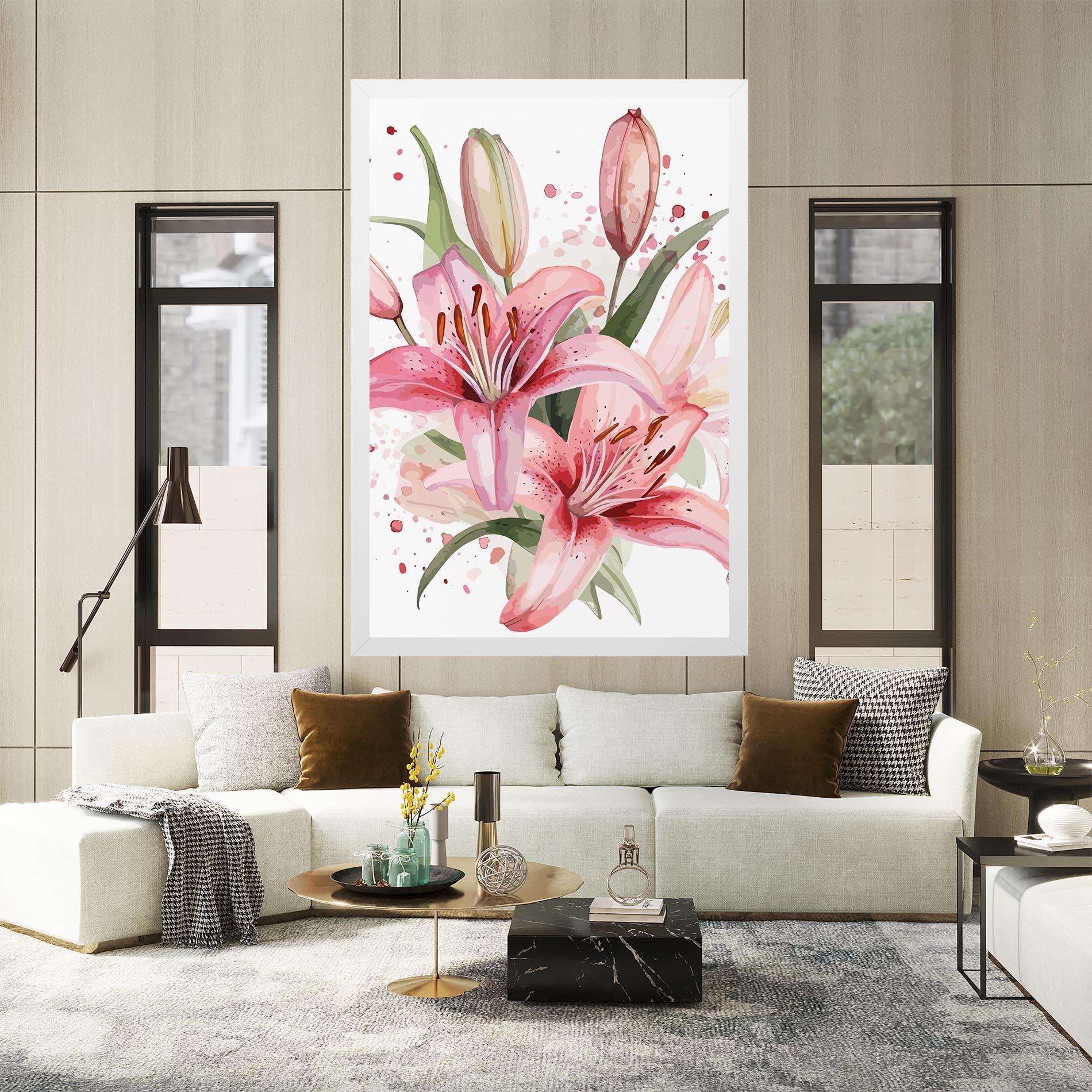 Leinwandbild Beautiful Pink Lily mockup 2
