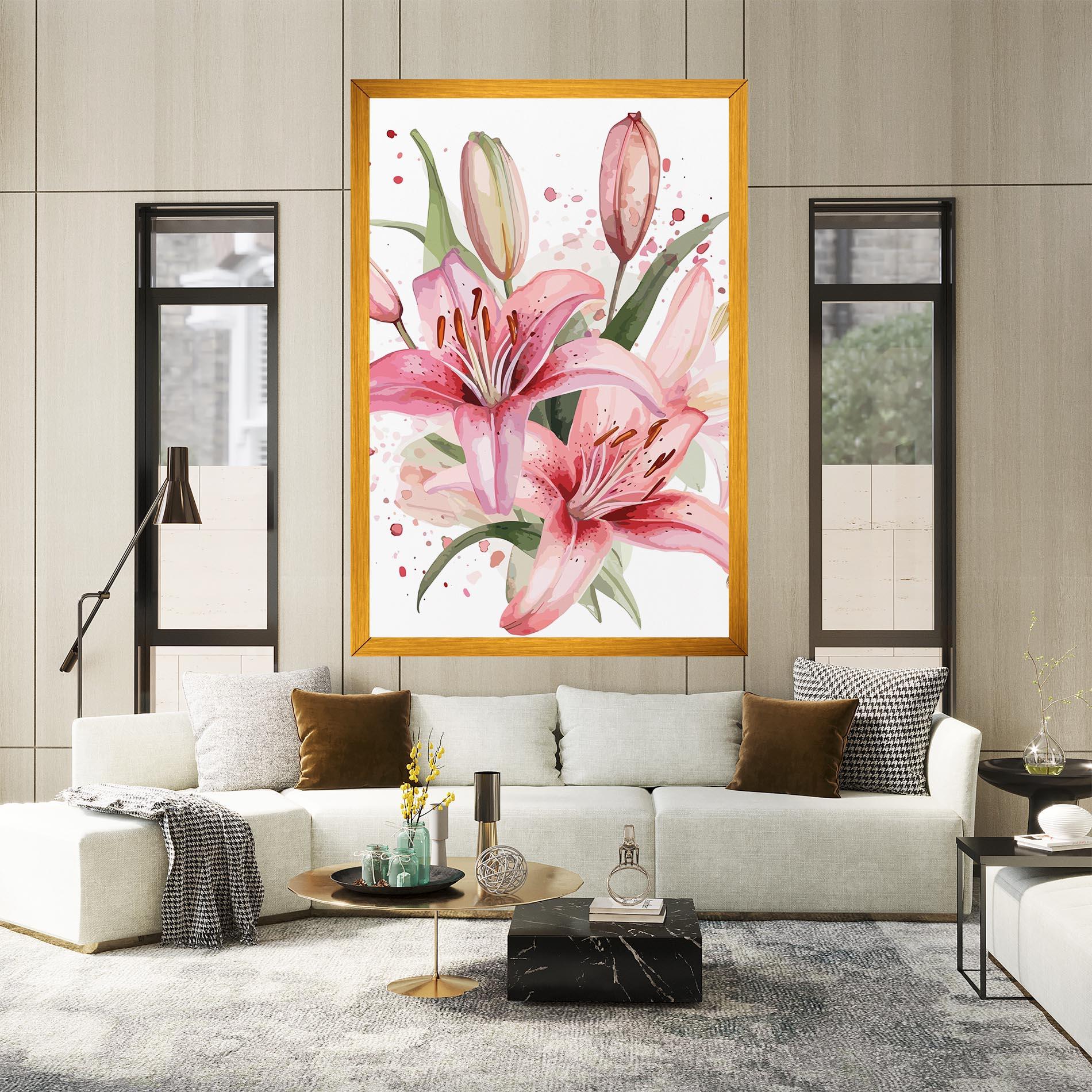 Leinwandbild Beautiful Pink Lily mockup 2