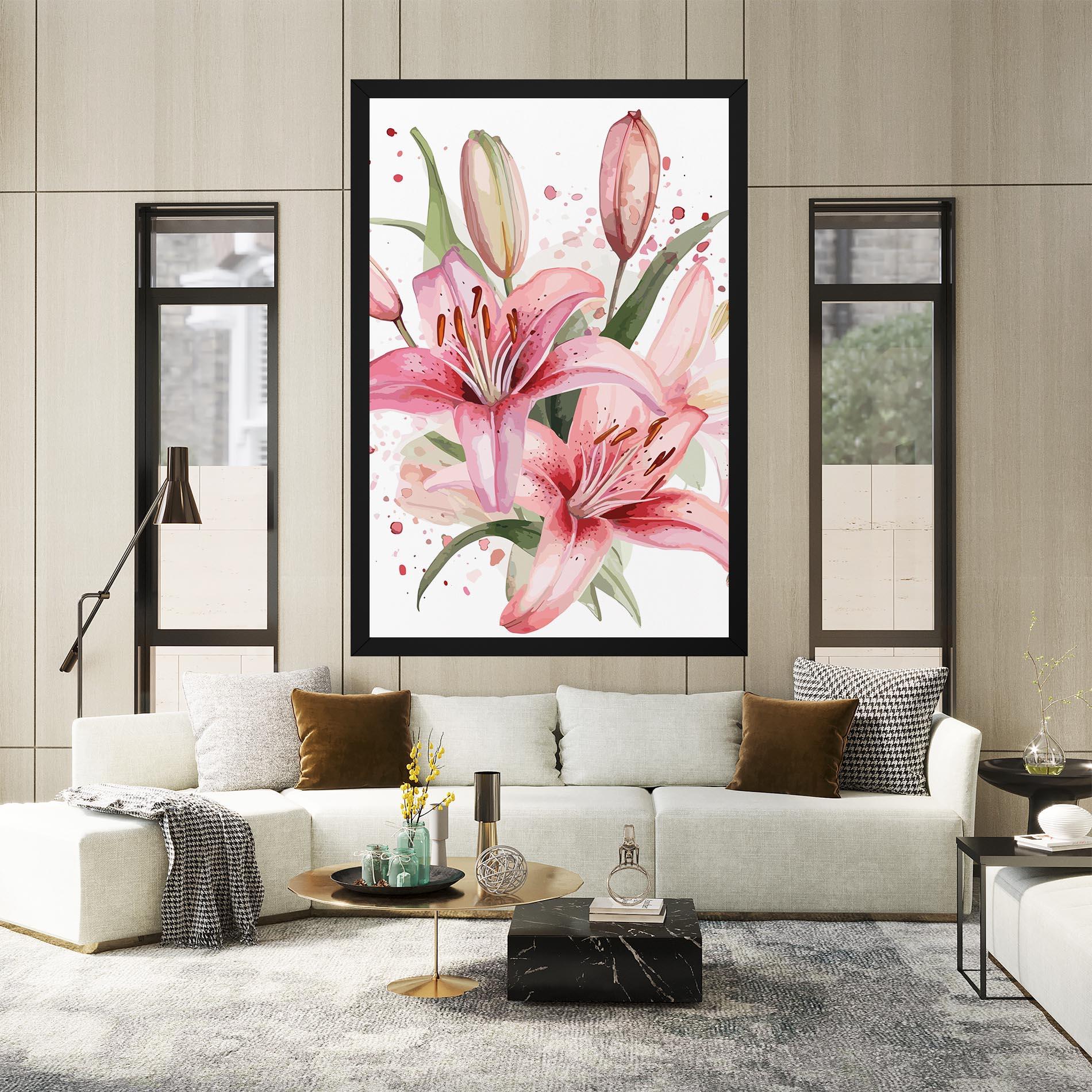 Leinwandbild Beautiful Pink Lily mockup 2