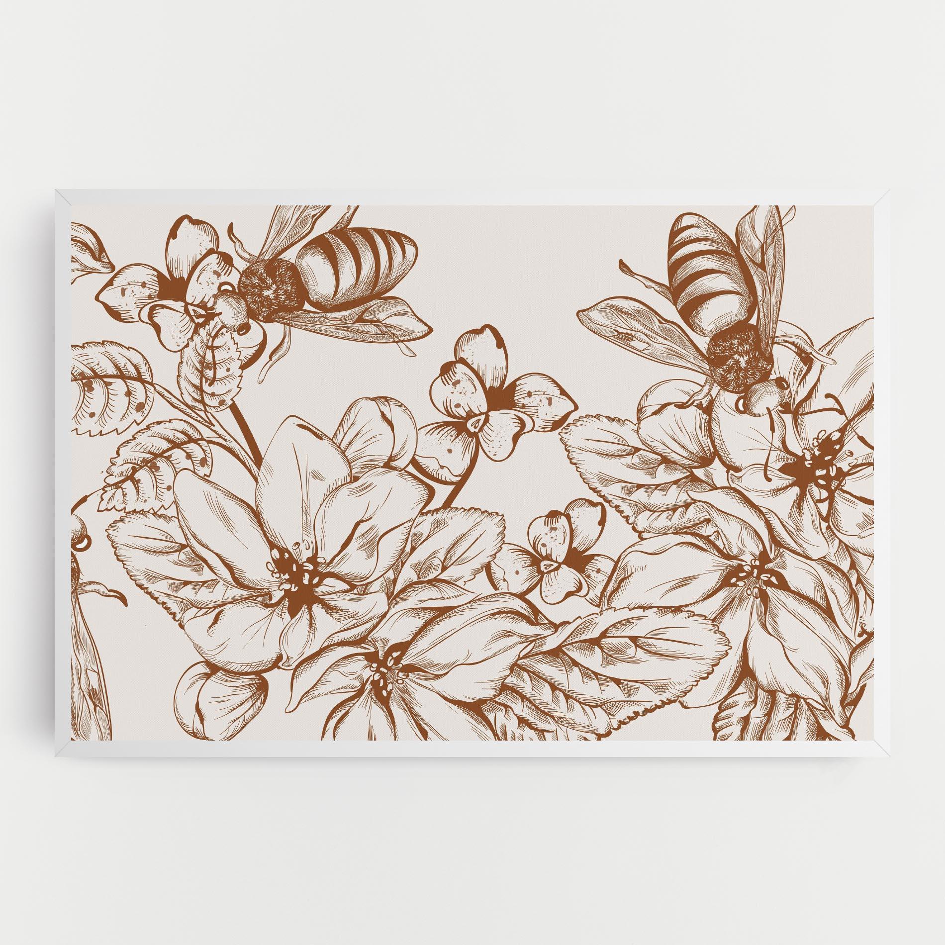 Leinwandbild Bee Flower Line mockup 0