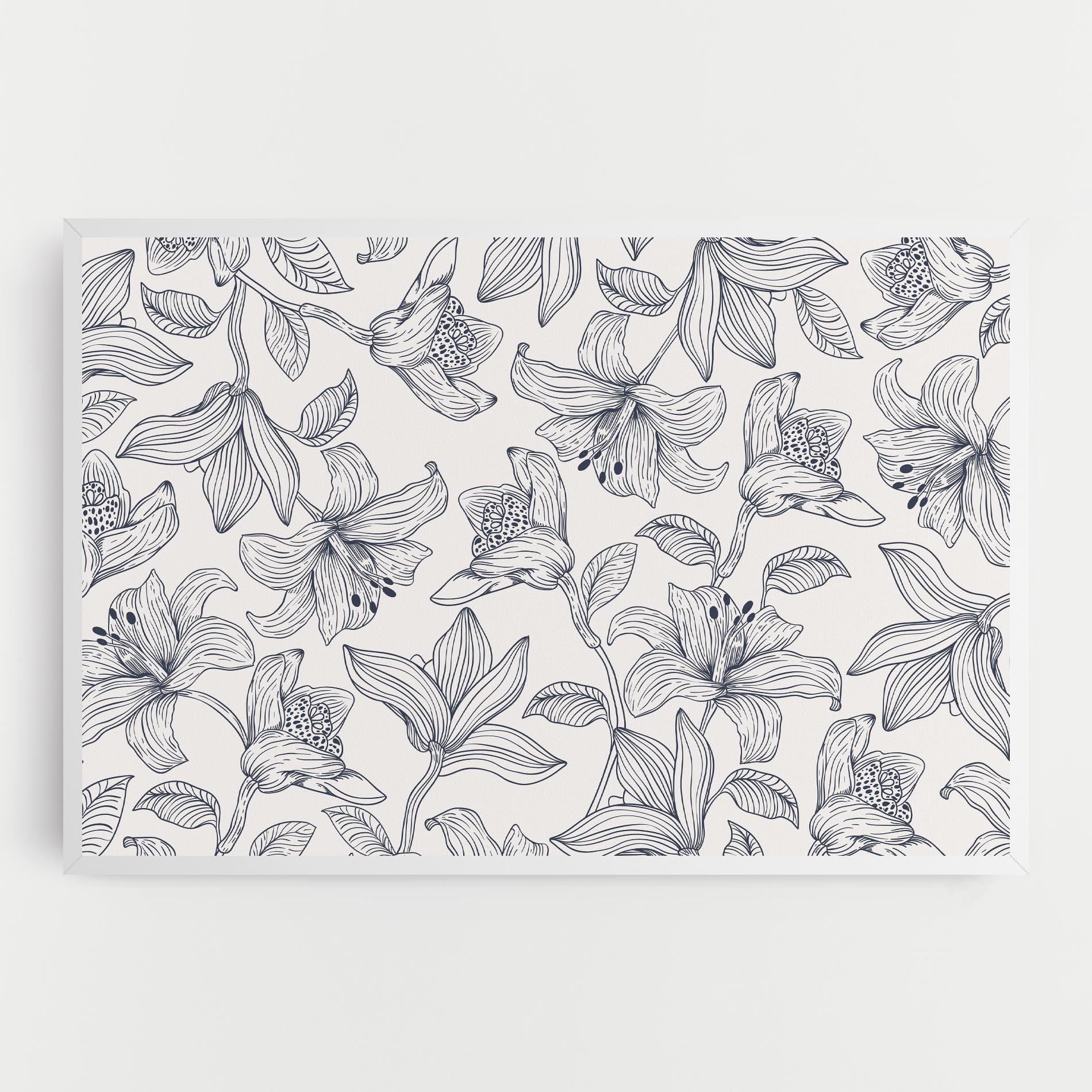 Leinwandbild Blue Patern Flower mockup 0