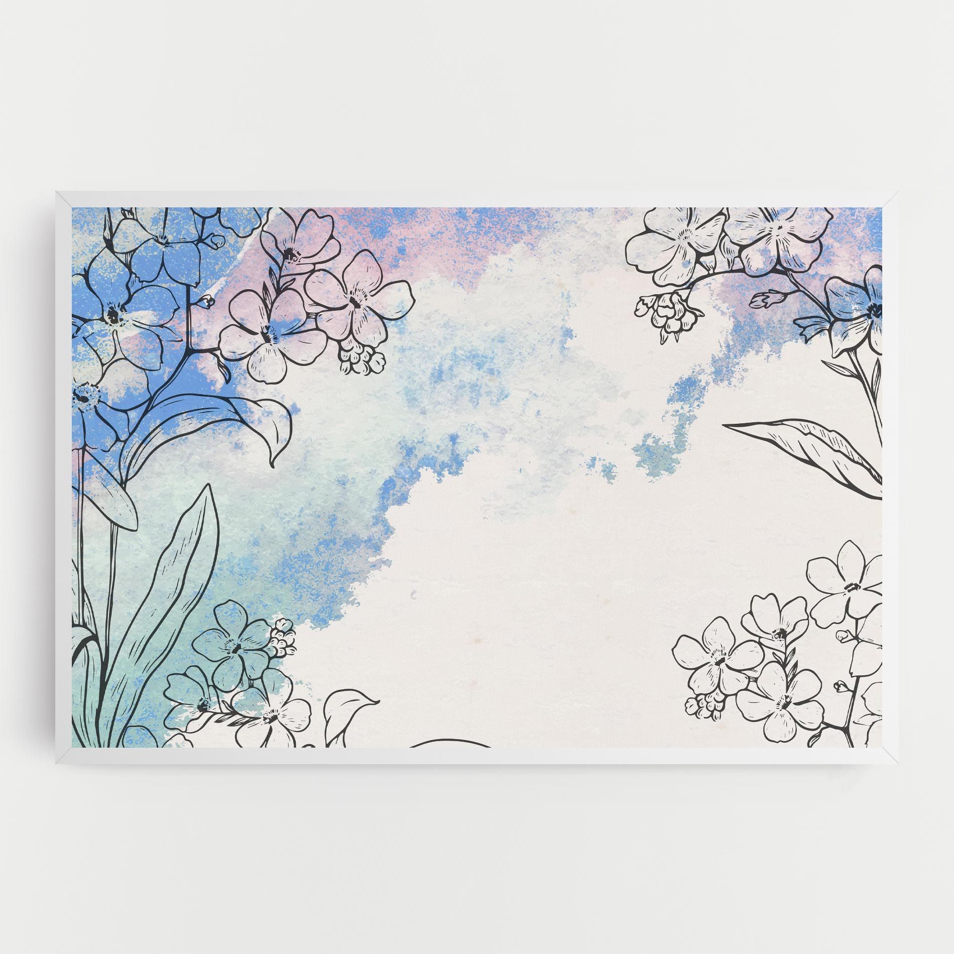 Blue Watercolor Flower mockup 0