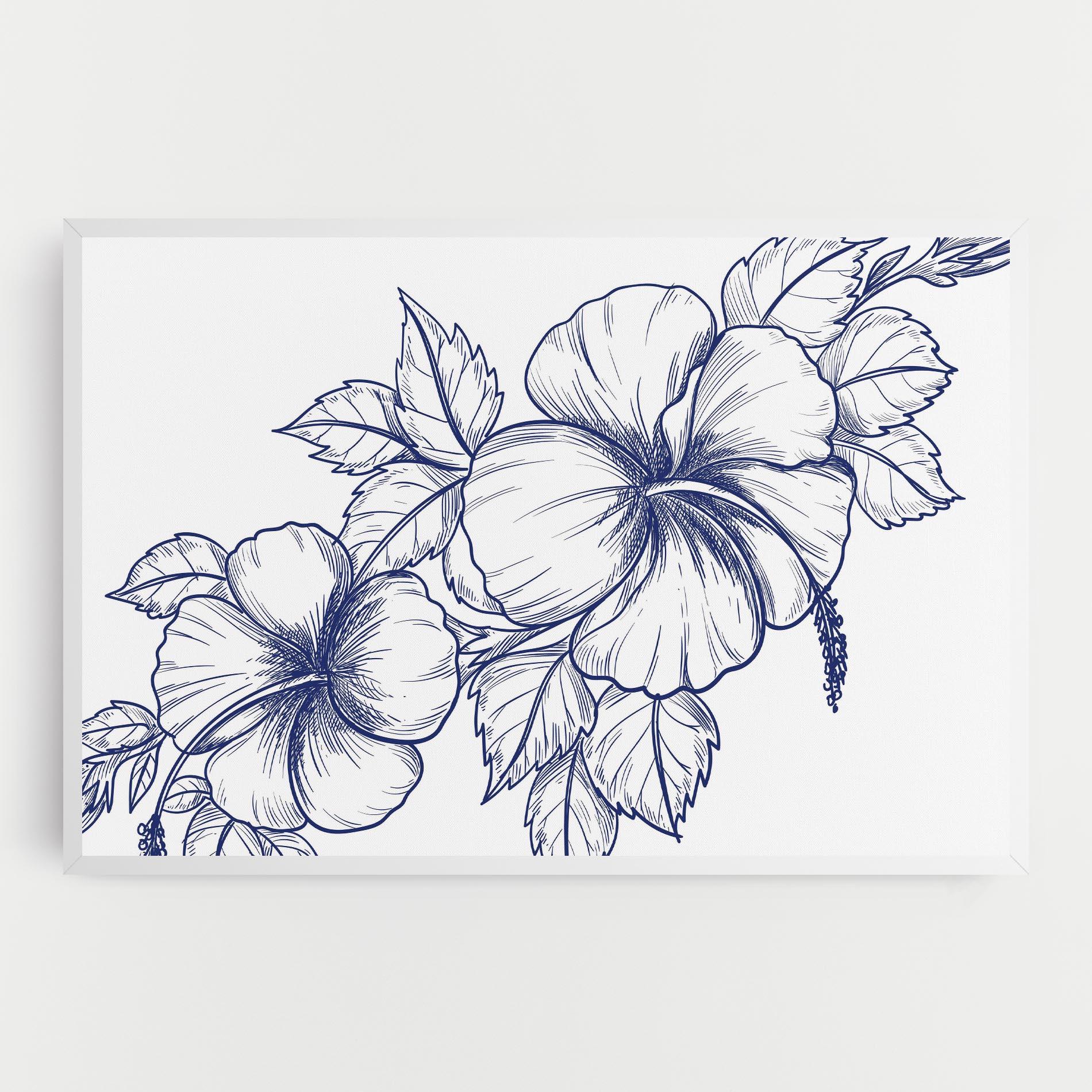 Leinwandbild Dark Blue Line Flower mockup 0
