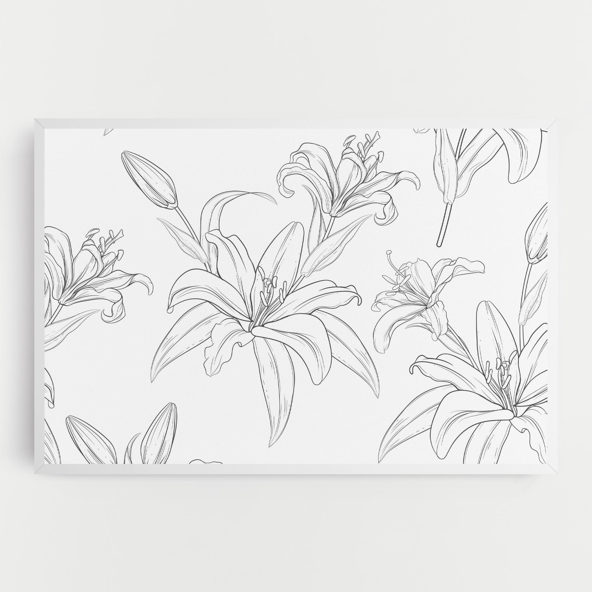 Leinwandbild Grey Line Flower mockup 0