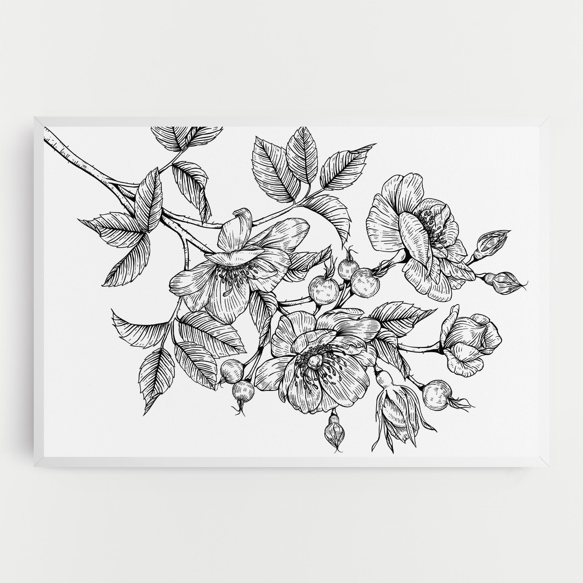 Leinwandbild Rose Black Line mockup 0