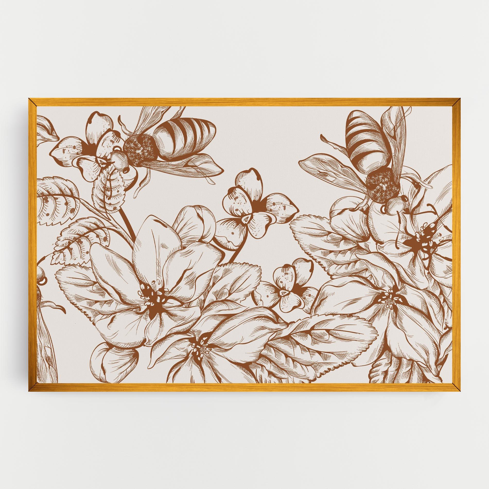 Leinwandbild Bee Flower Line mockup 0