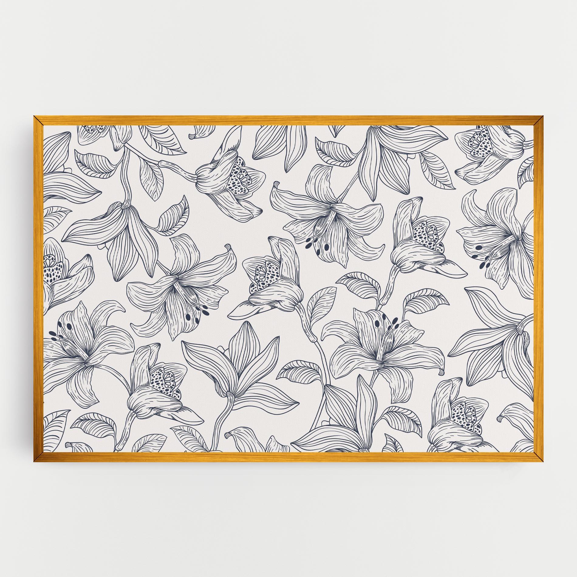 Leinwandbild Blue Patern Flower mockup 0