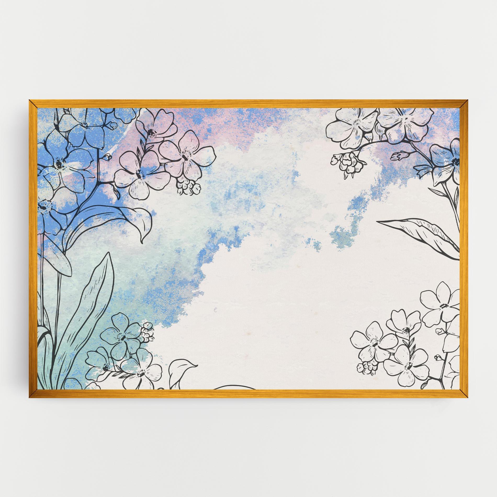 Leinwandbild Blue Watercolor Flower mockup 0