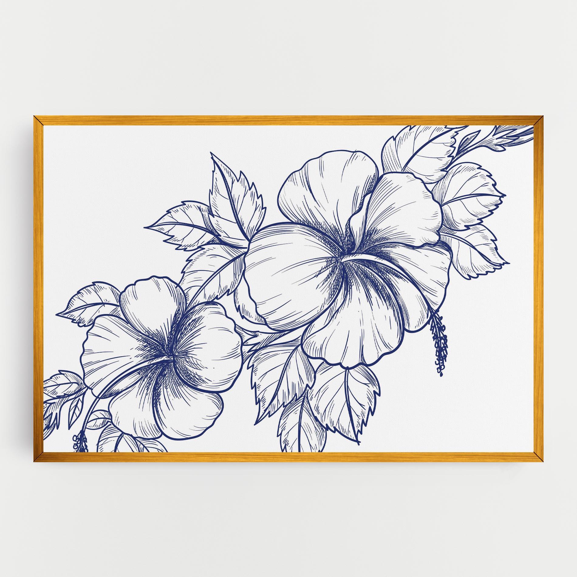 Leinwandbild Dark Blue Line Flower mockup 0