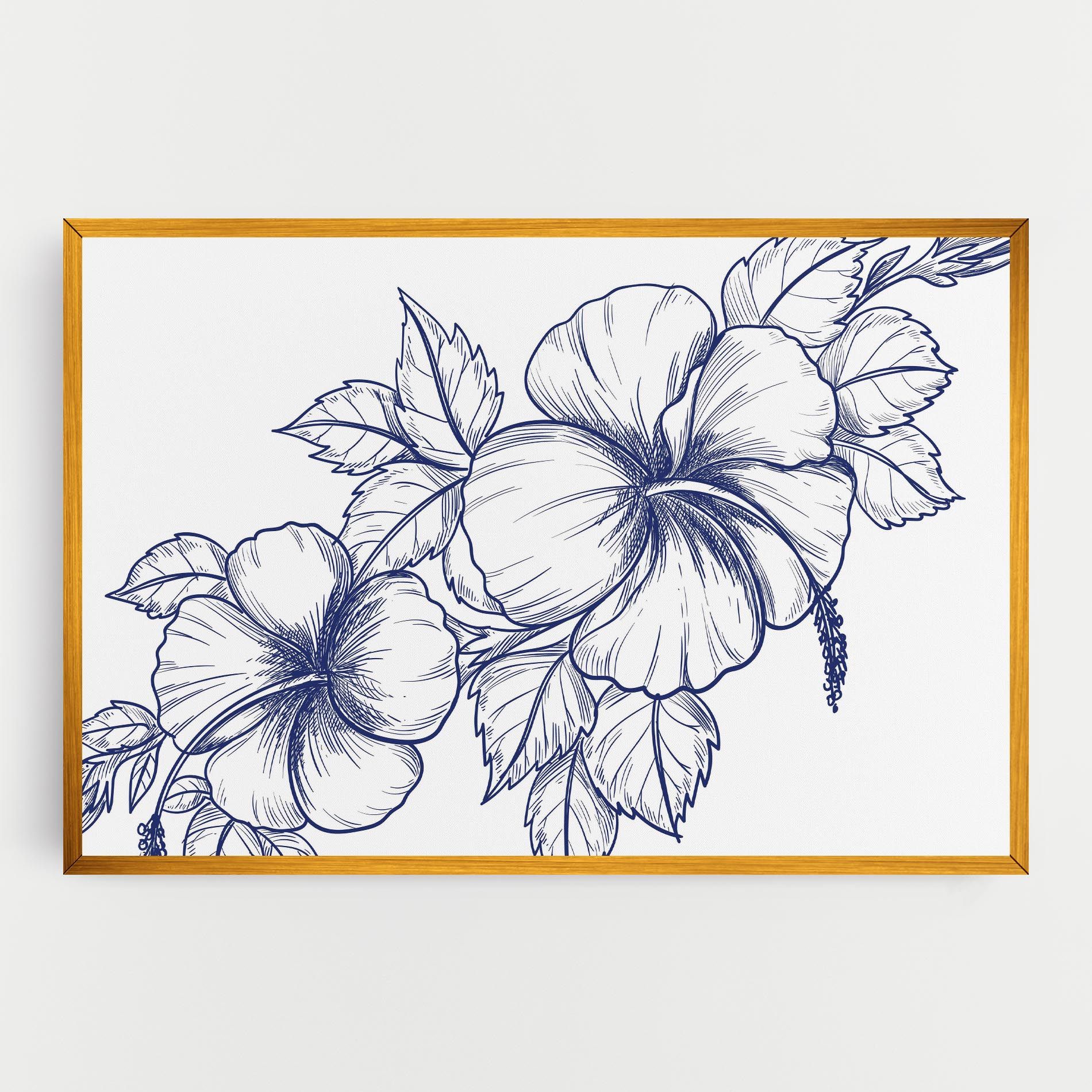 Dark Blue Line Flower mockup 0