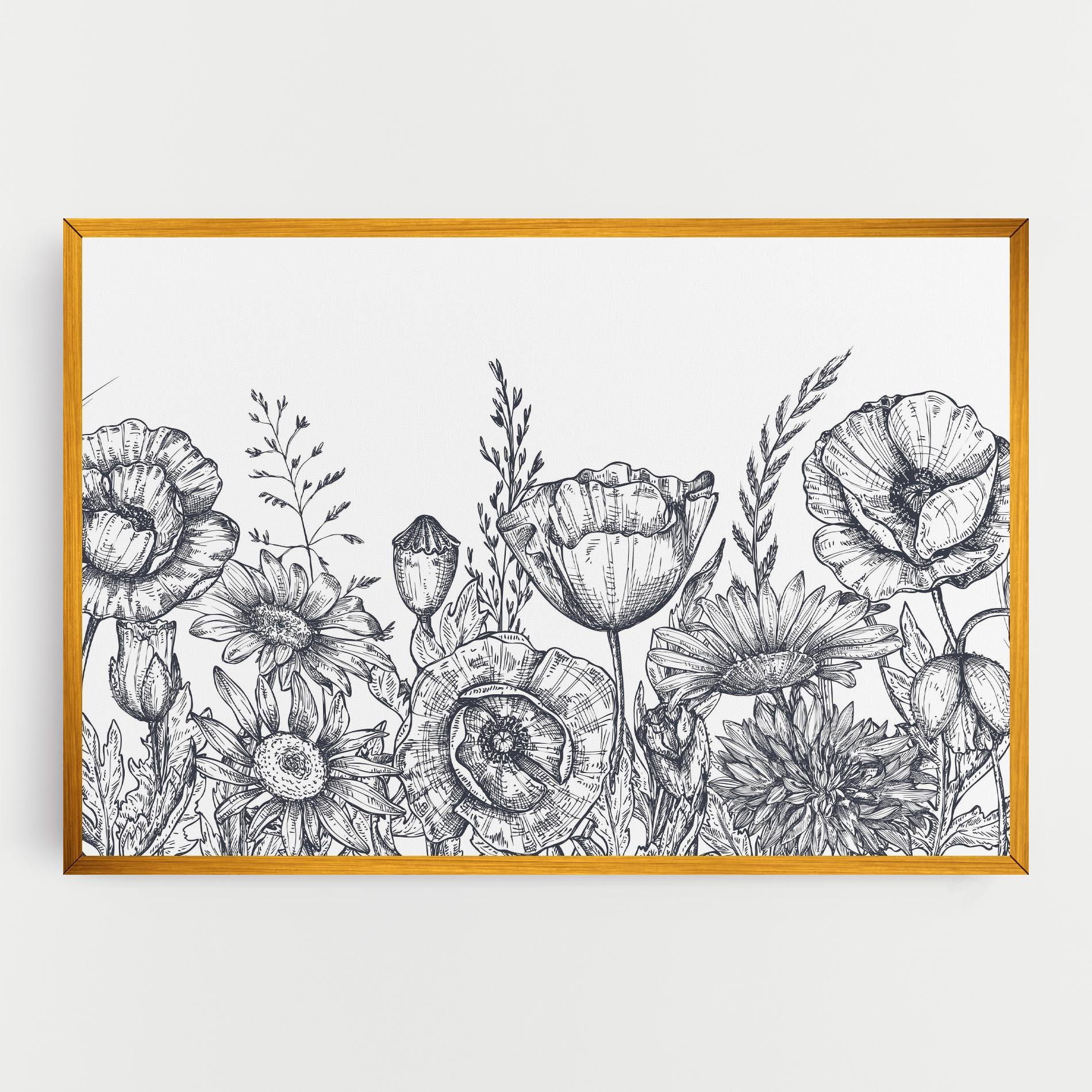 Leinwandbild Flower Grey Line mockup 0