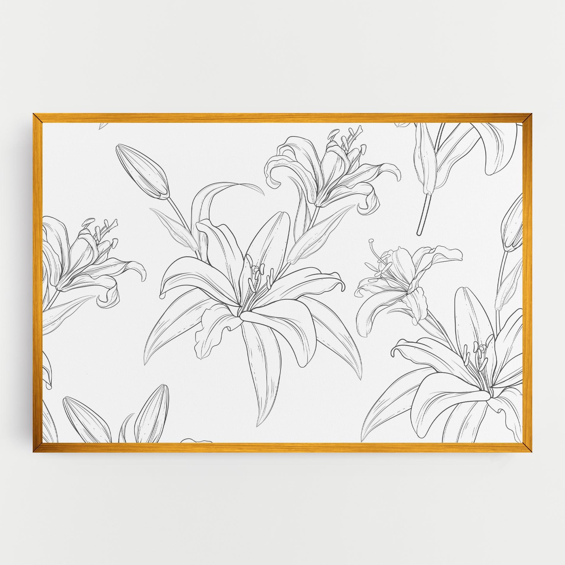 Leinwandbild Grey Line Flower mockup 0