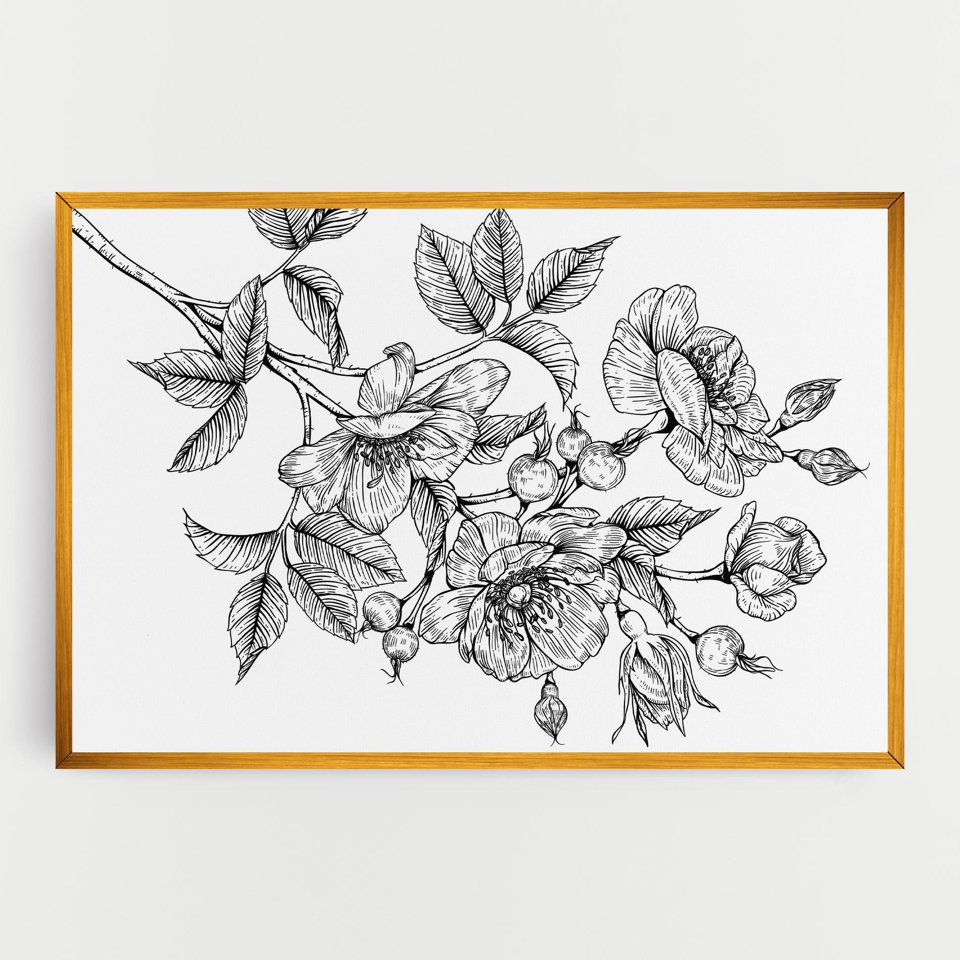 Leinwandbild Rose Black Line mockup 0