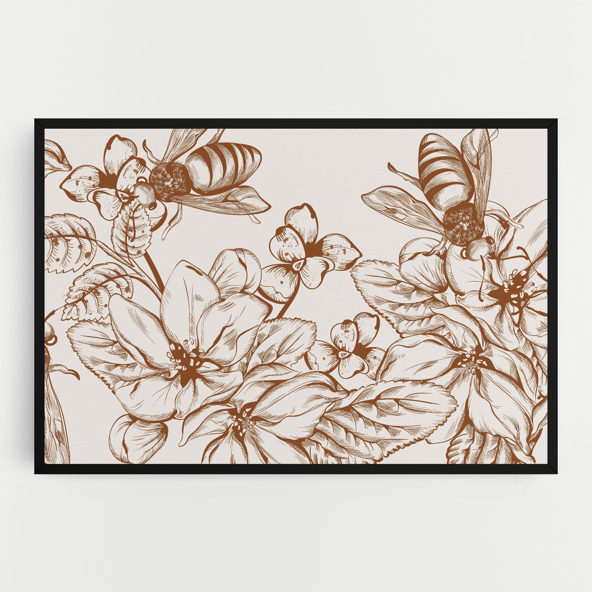 Leinwandbild Bee Flower Line mockup 0