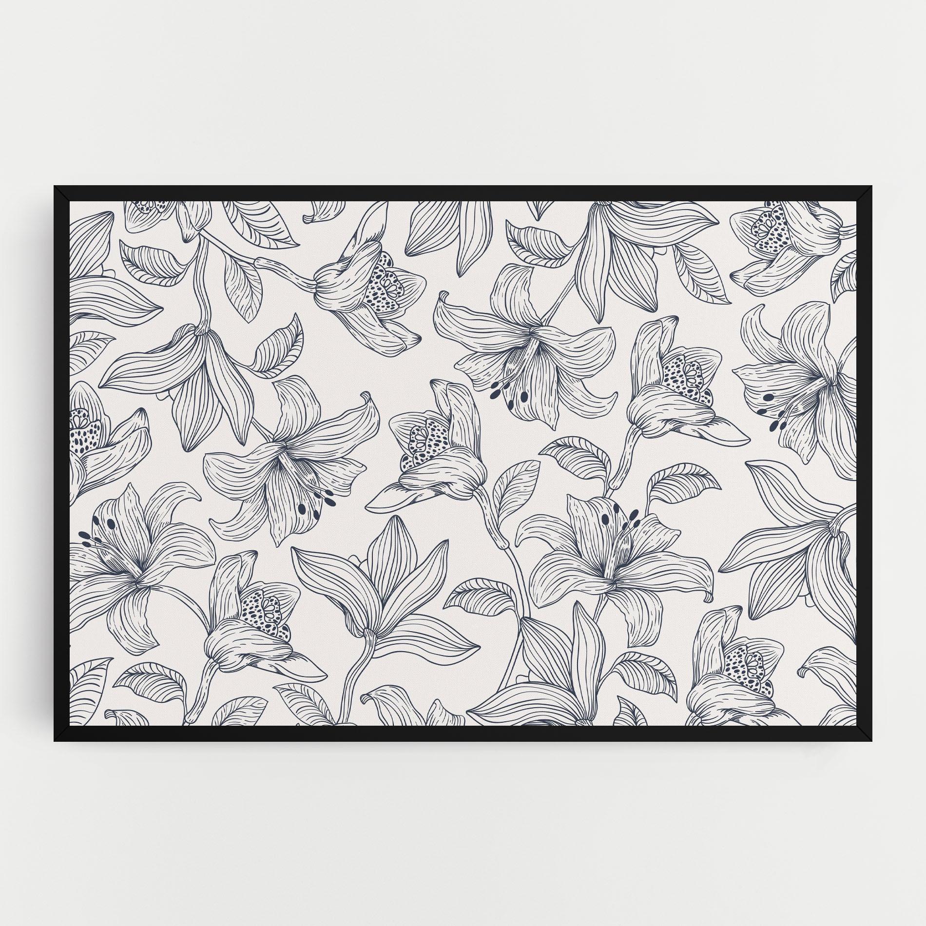 Leinwandbild Blue Patern Flower mockup 0