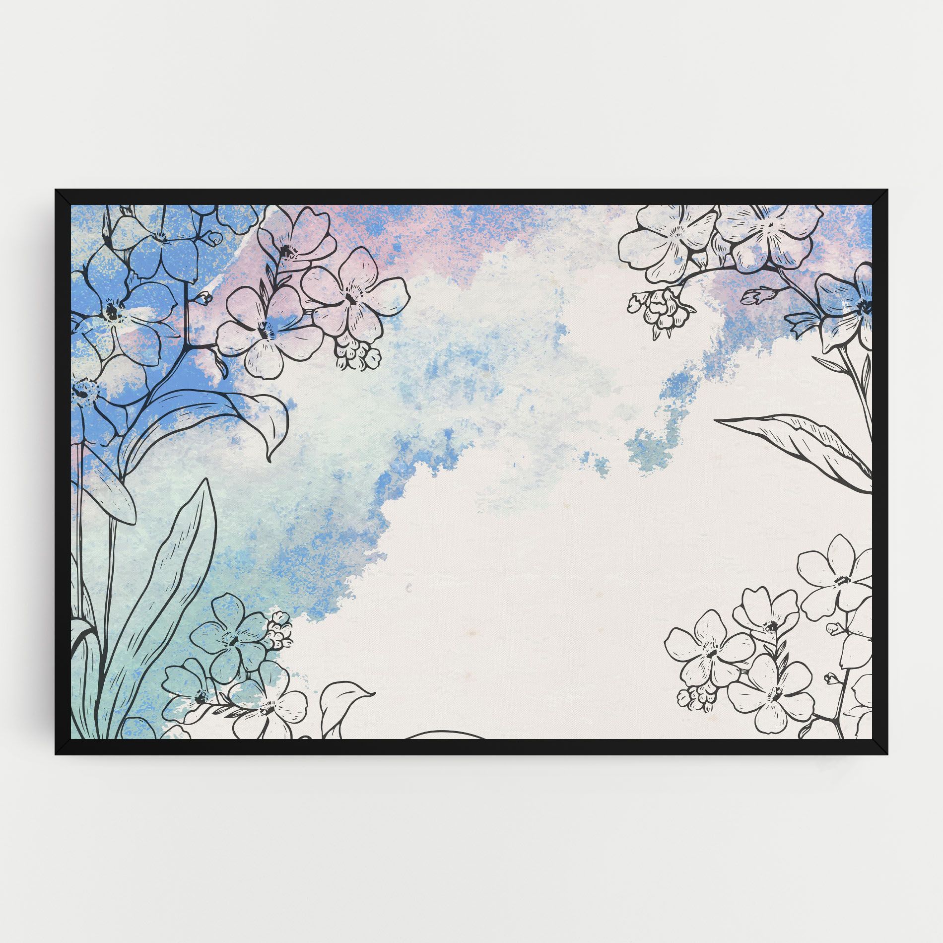Blue Watercolor Flower mockup 0