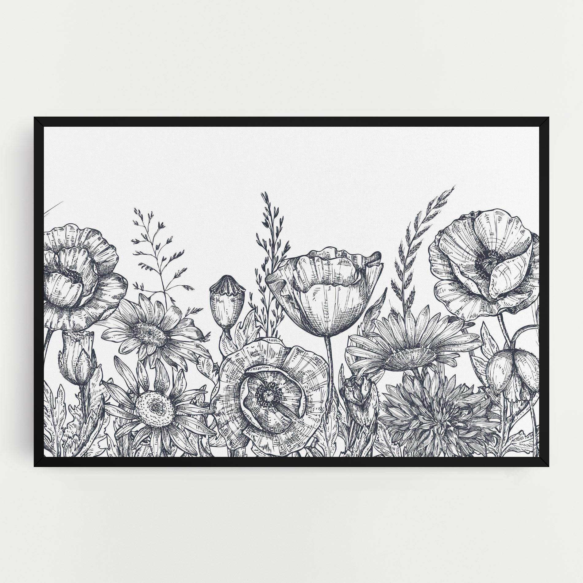 Leinwandbild Flower Grey Line mockup 0