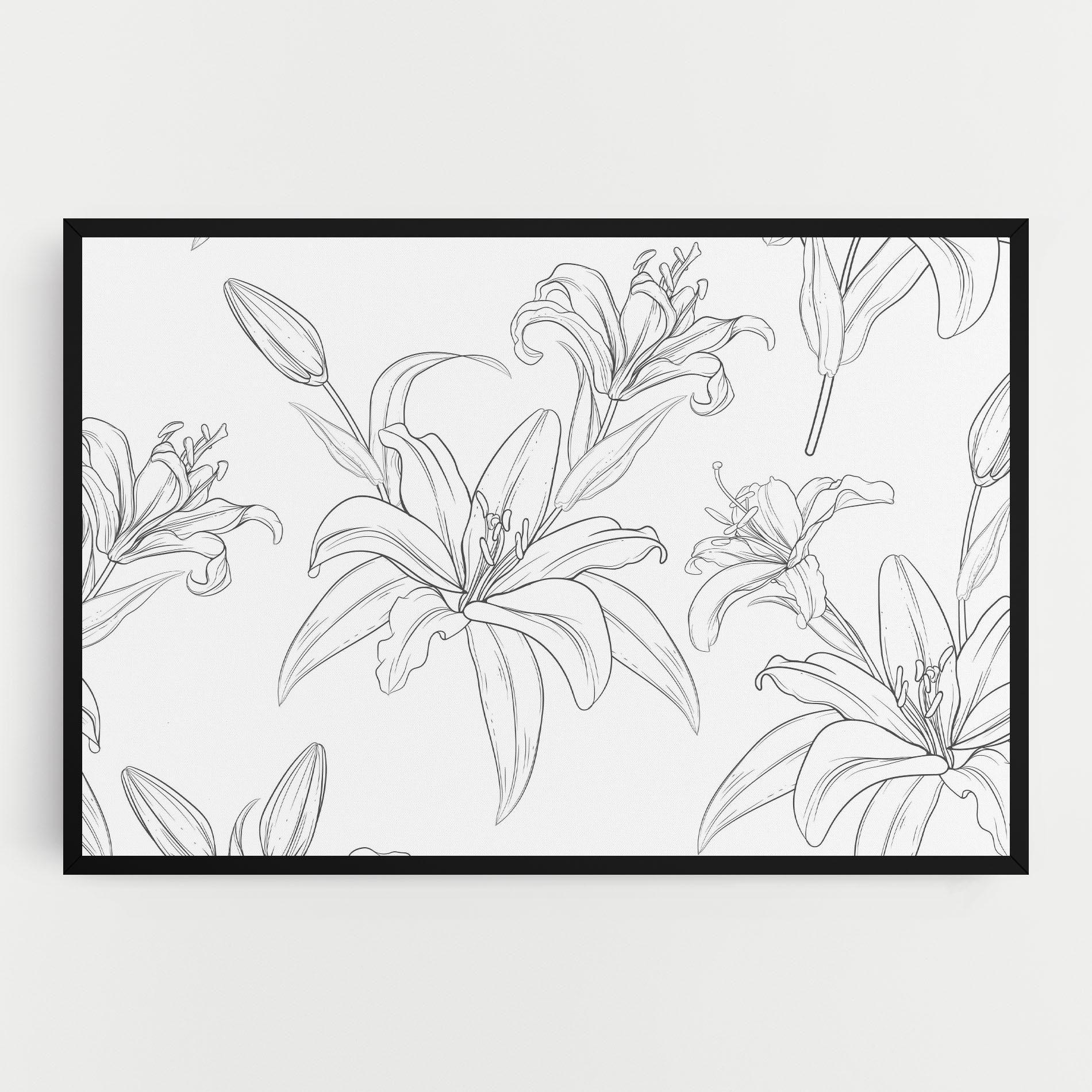 Leinwandbild Grey Line Flower mockup 0