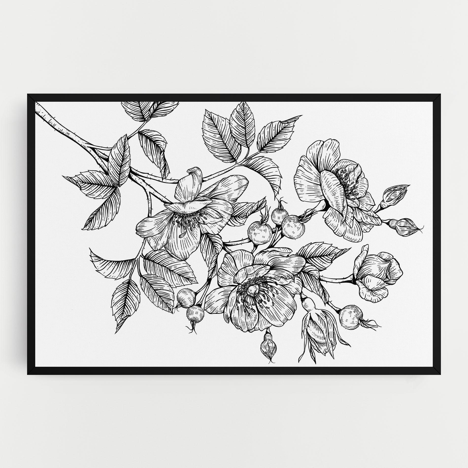 Leinwandbild Rose Black Line mockup 0